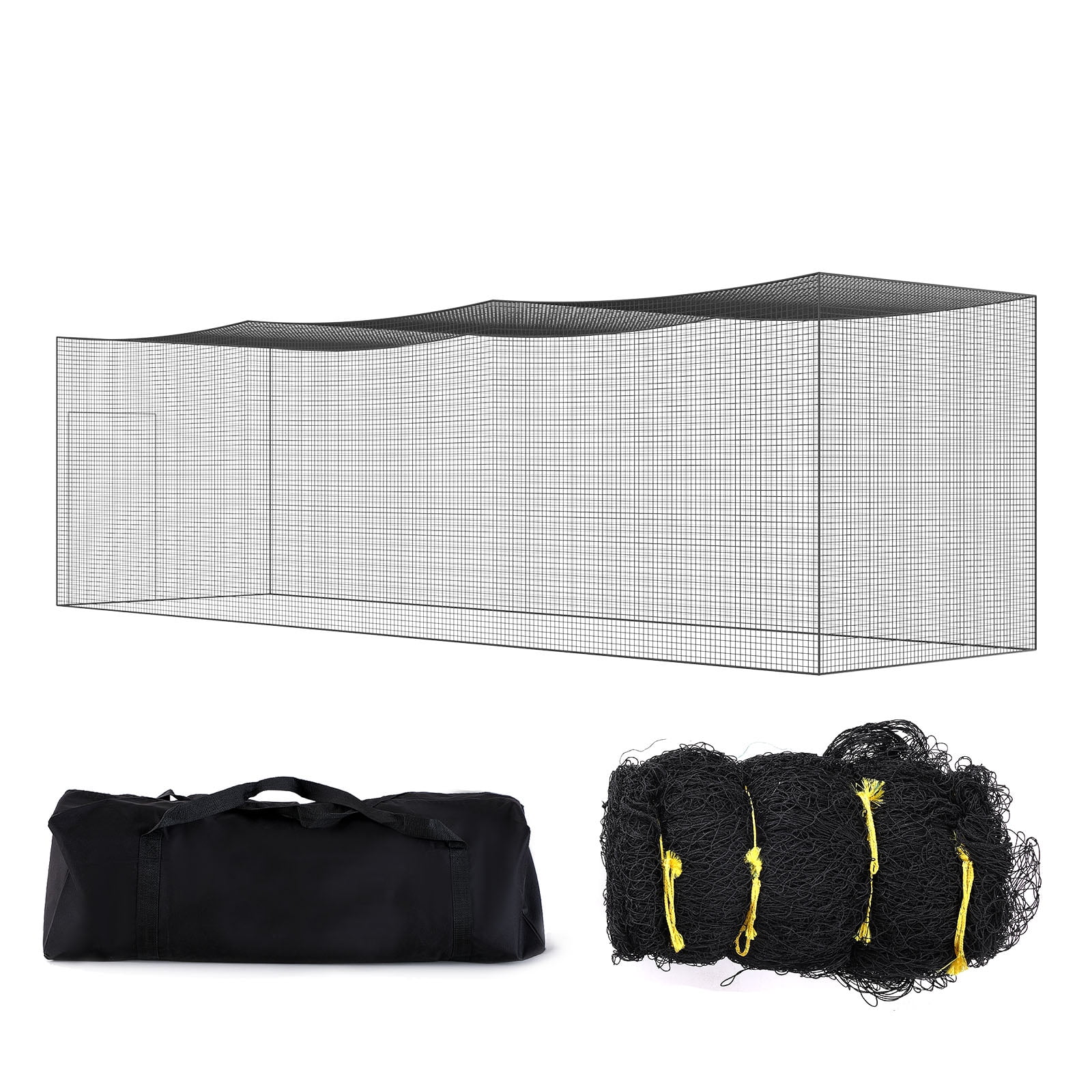 KFFKFF 35x10x10FT Softball Baseball Batting Cage Netting Heavy Duty PE Pitching Batting Net ,One-piece Square Practice Portable Pitching Cage Net w/Bag (Net Only)