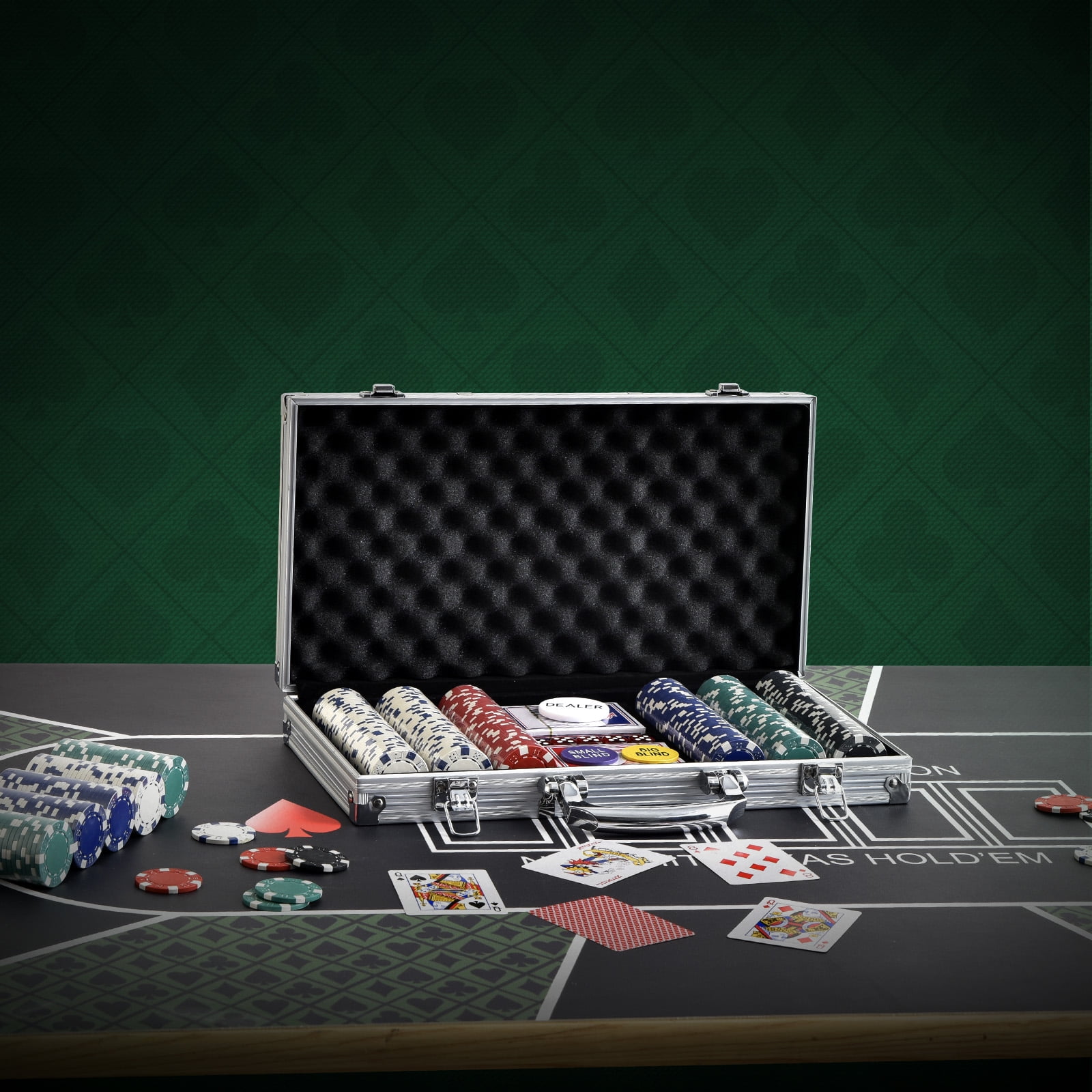 KFFKFF 500-Piece Poker Chip Set with Aluminum Case Cards 11.5 Gram Casino Chips