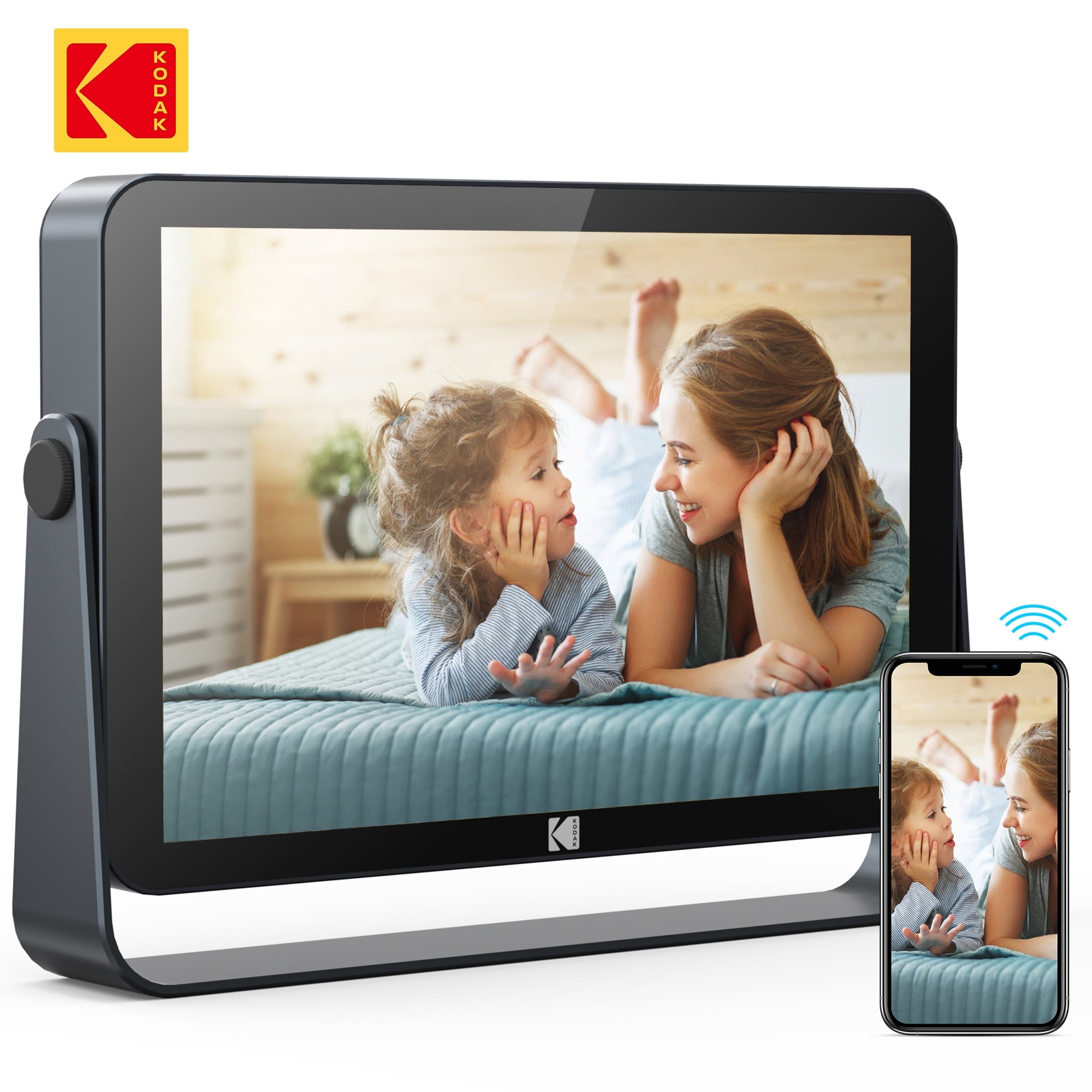 KODAK 10.1-inch WIFI Digital Photo Frame, 1920x1200 G+G IPS Touch Screen, Portable, Gift for Loved One, Supports Only 2.4GHz Wi-Fi, Gray