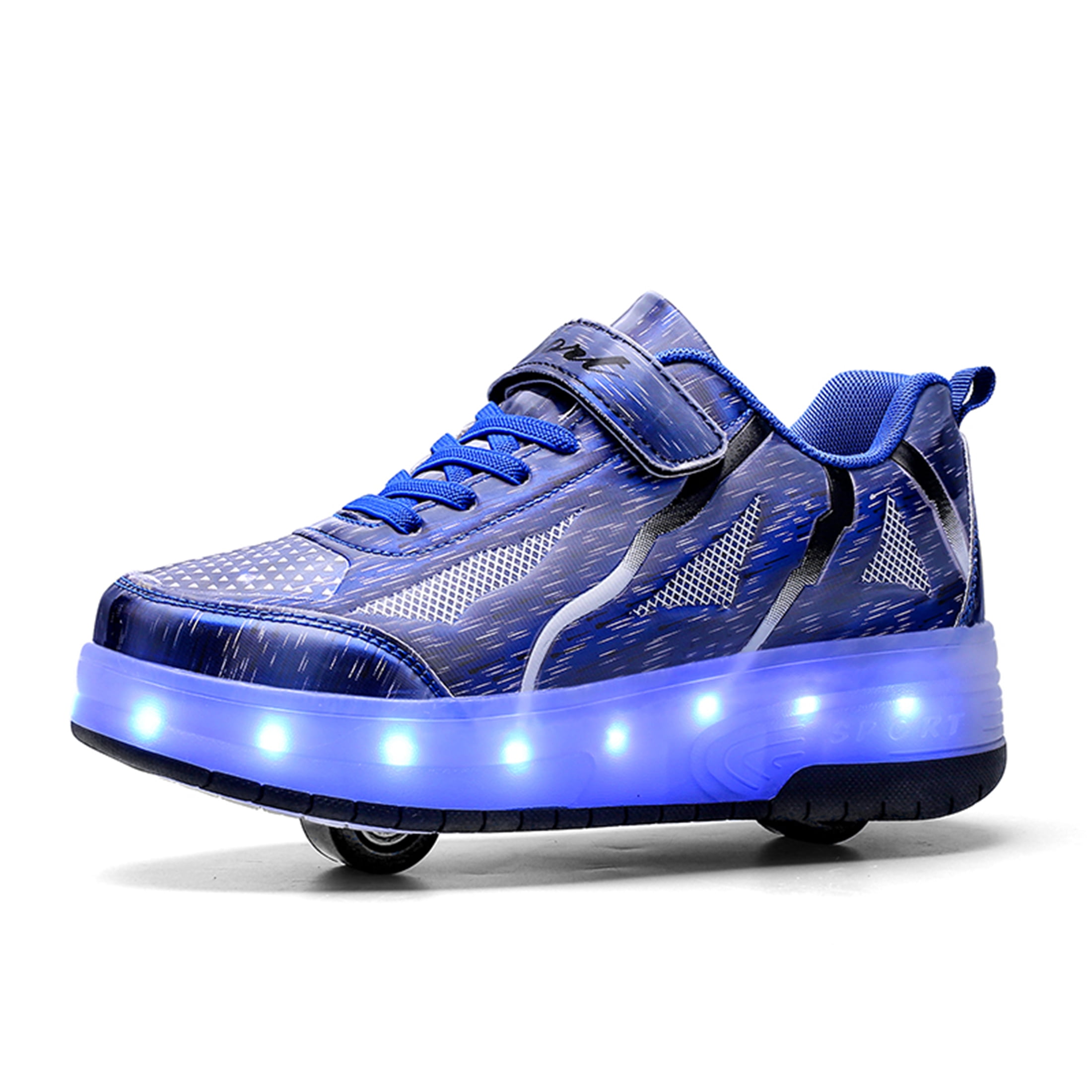 KOFUBOKE Blue Teen Roller Shoes LED Shoes Size 13.5 Unisex