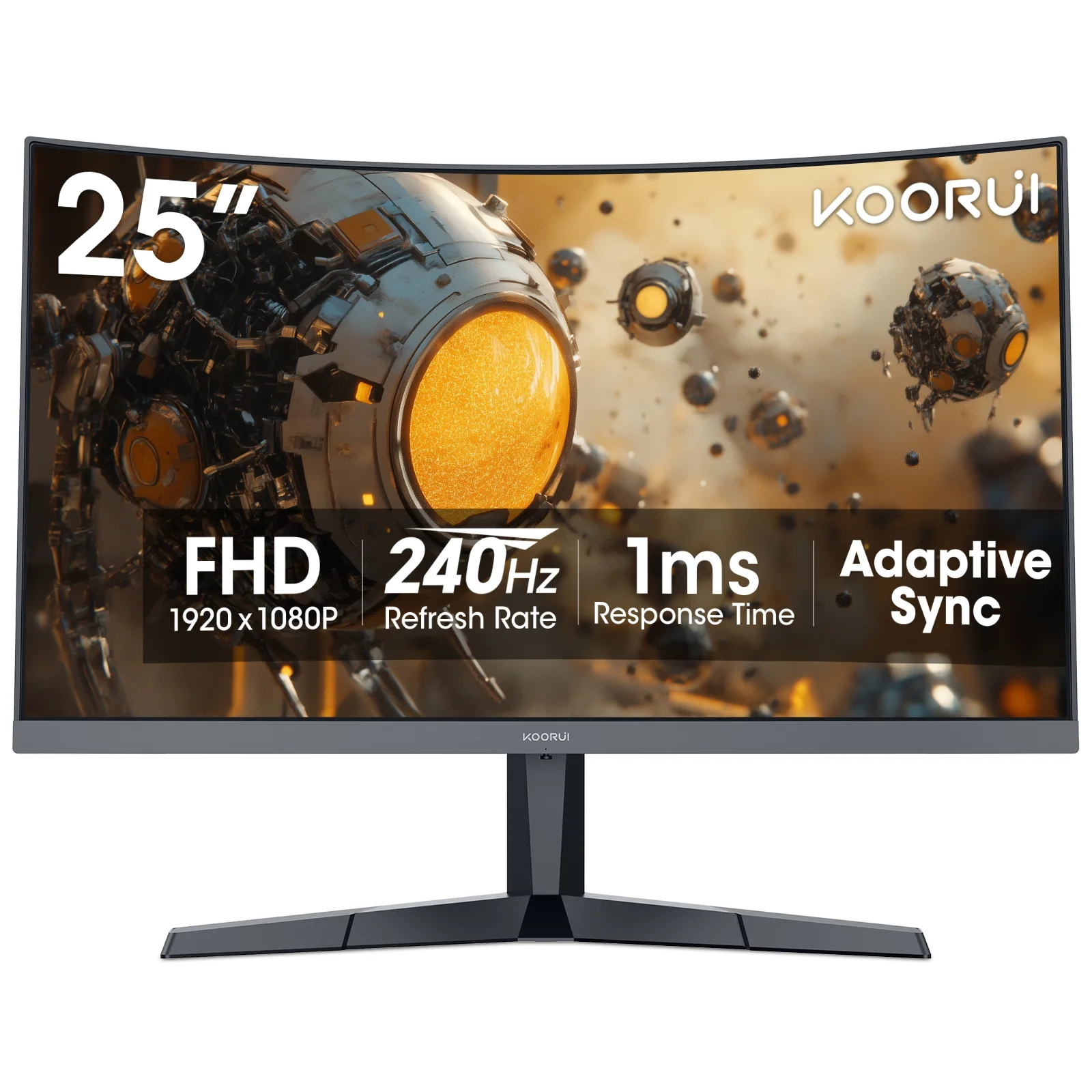 KOORUI 25" FHD Gaming Monitor, 240Hz 1080p Curved Monitor, Adaptive G-Sync, New, G2511XC