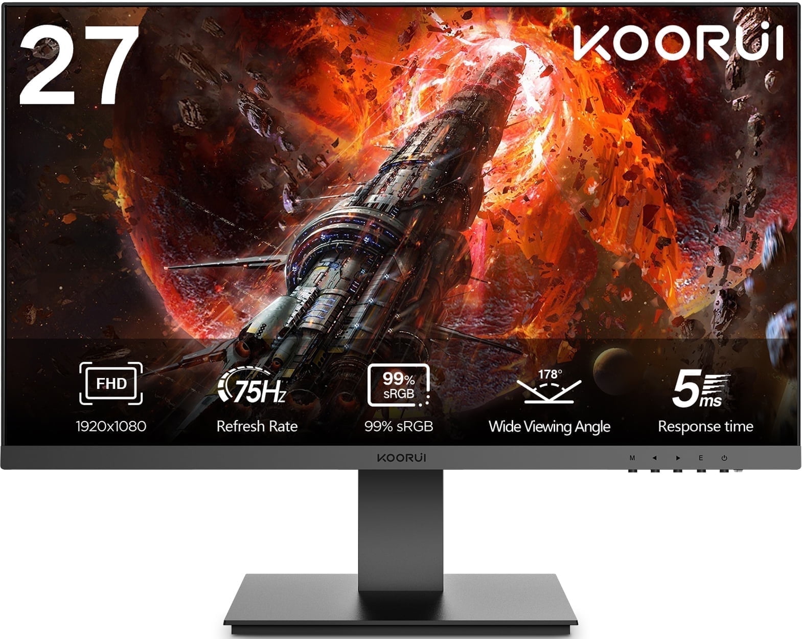 KOORUI 27" IPS Computer Monitor, 75Hz FHD PC Desktop Monitor, Eye Care