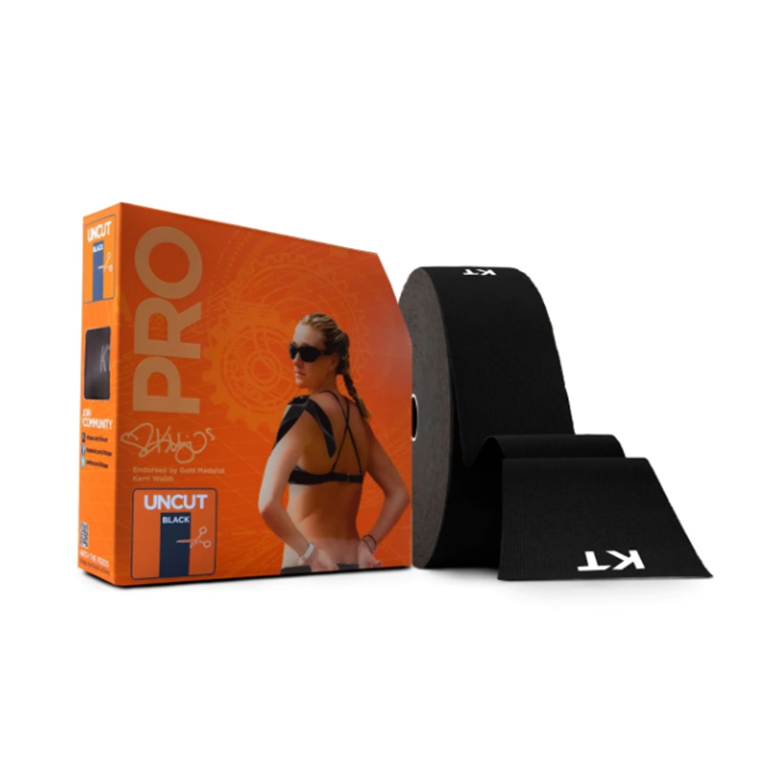 KT Tape Pro Synthetic Elastic Kinesiology Therapeutic Tape 125 ft Uncut Black