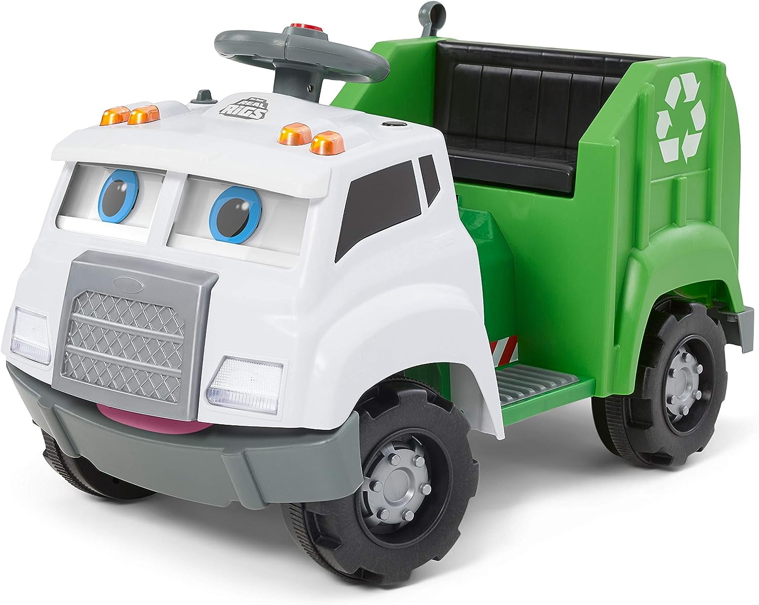 Kid Trax Real Rigs Toddler Recycling Truck Interactive Ride-On Toy, Kids Ages 1.5-4 Years, 6 Volts, 9 Recycling Accessories Included