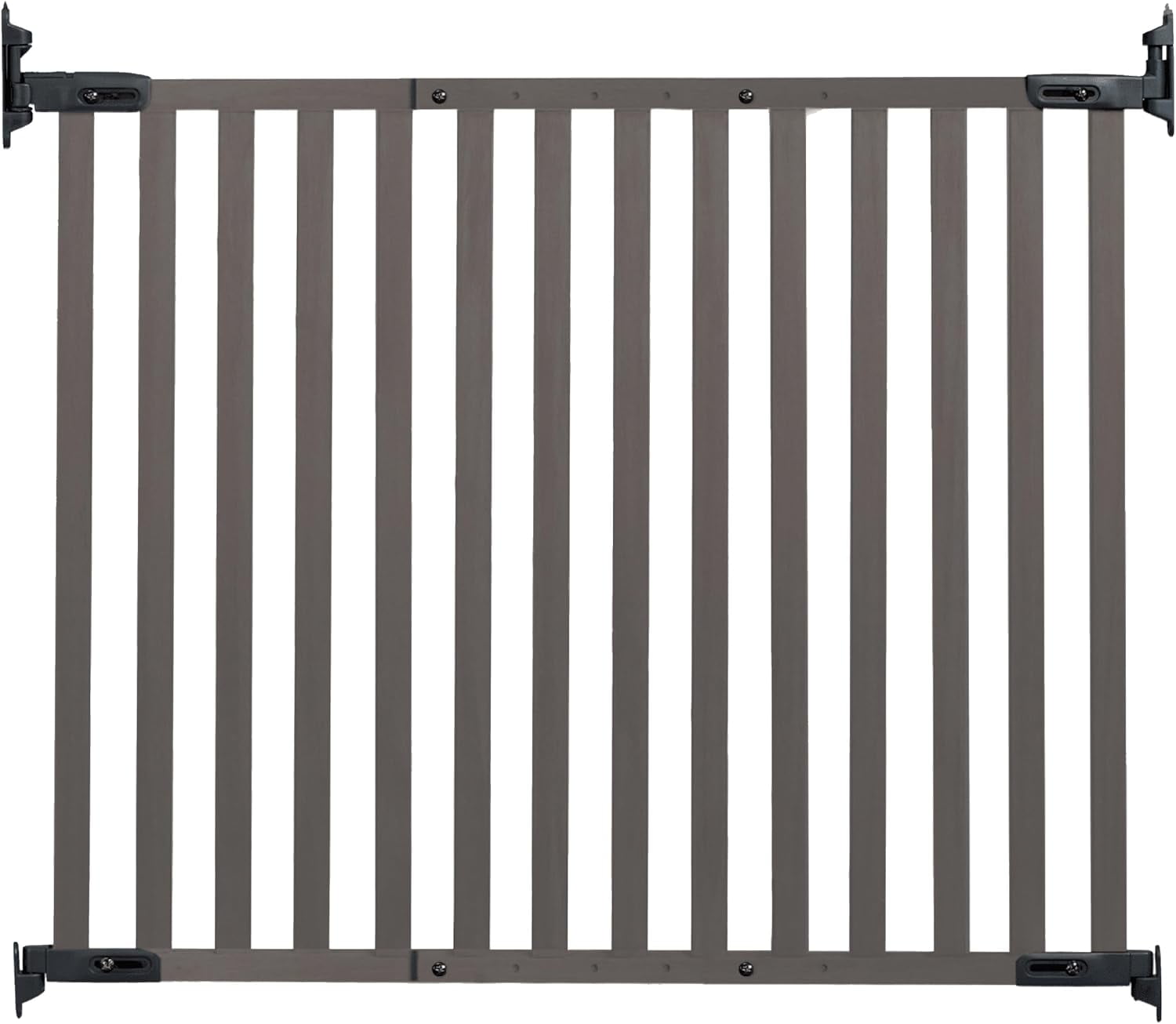 KidCo Angle Mount Safeway Stair Top Quick Release Bamboo Baby Gate for Child Safety, Gray