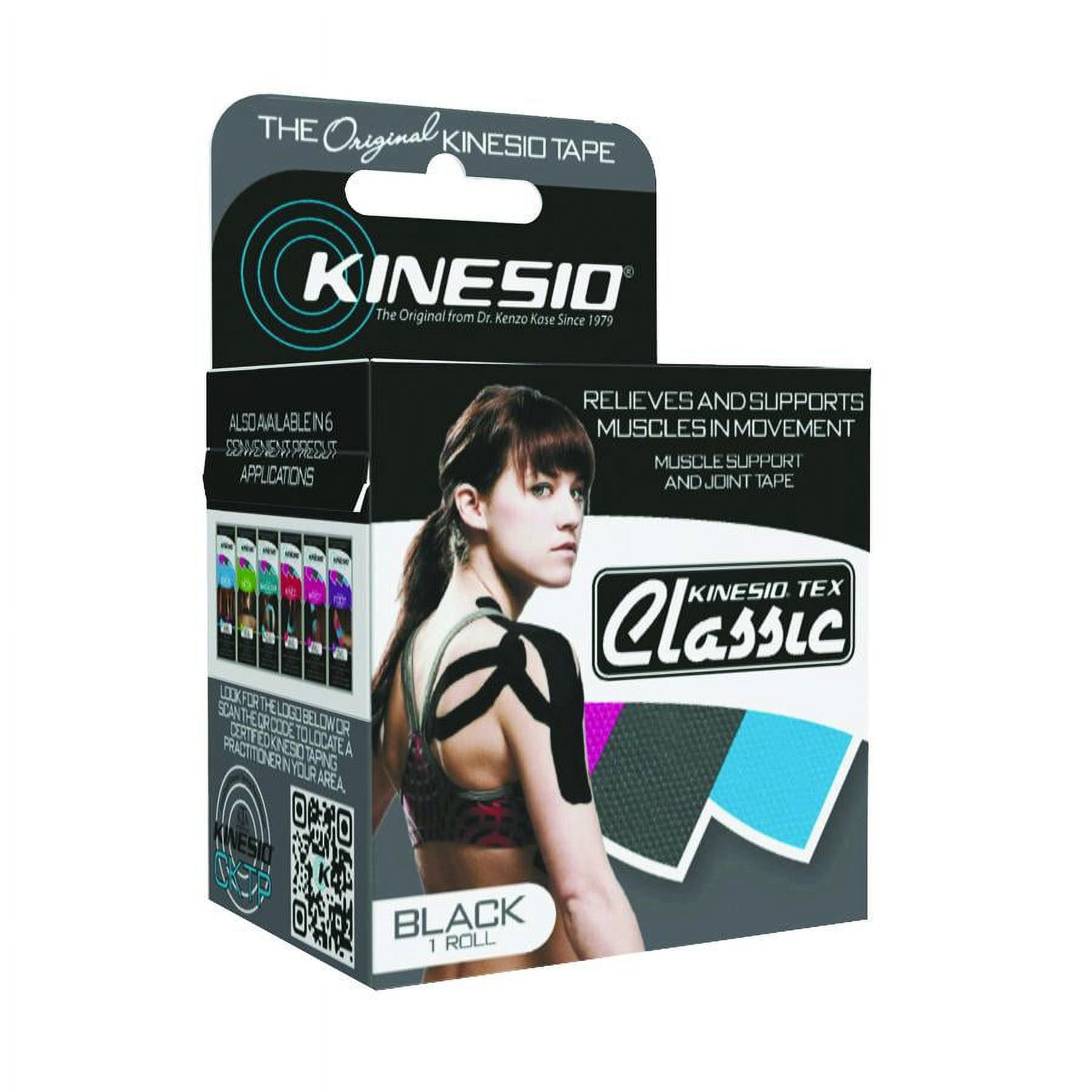 Kinesio Tape, Tex Classic, 2" x 4.4 yds, Black, 6 Rolls