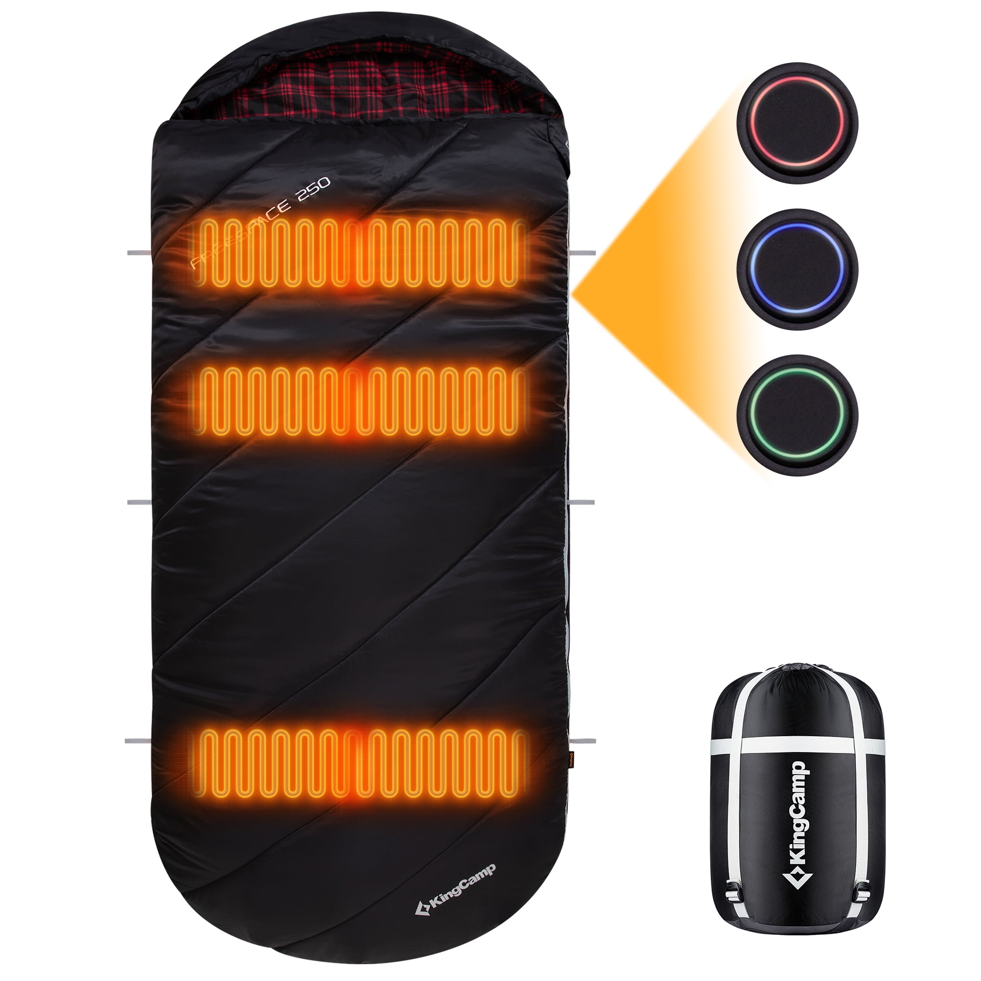 KingCamp Oversized Heating Sleeping Bags Cotton Flannel Cold Weather Sleeping Bag with 3 Adjustable Heating Levels for Adult