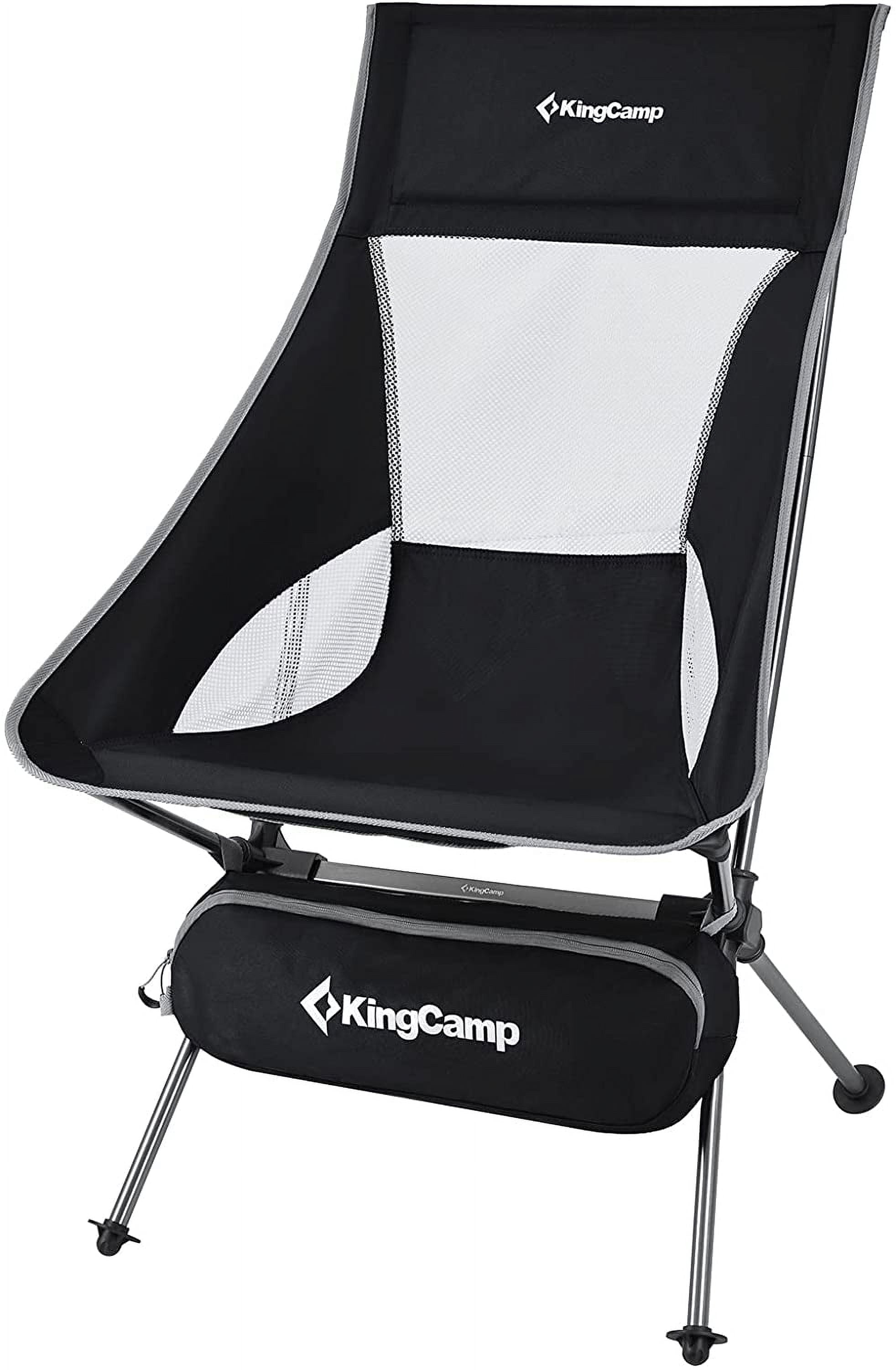 KingCamp Ultralight High Back Camping Chair - Compact Folding Design, 330 lbs Support, Perfect for Backpacking & Hiking (Black)