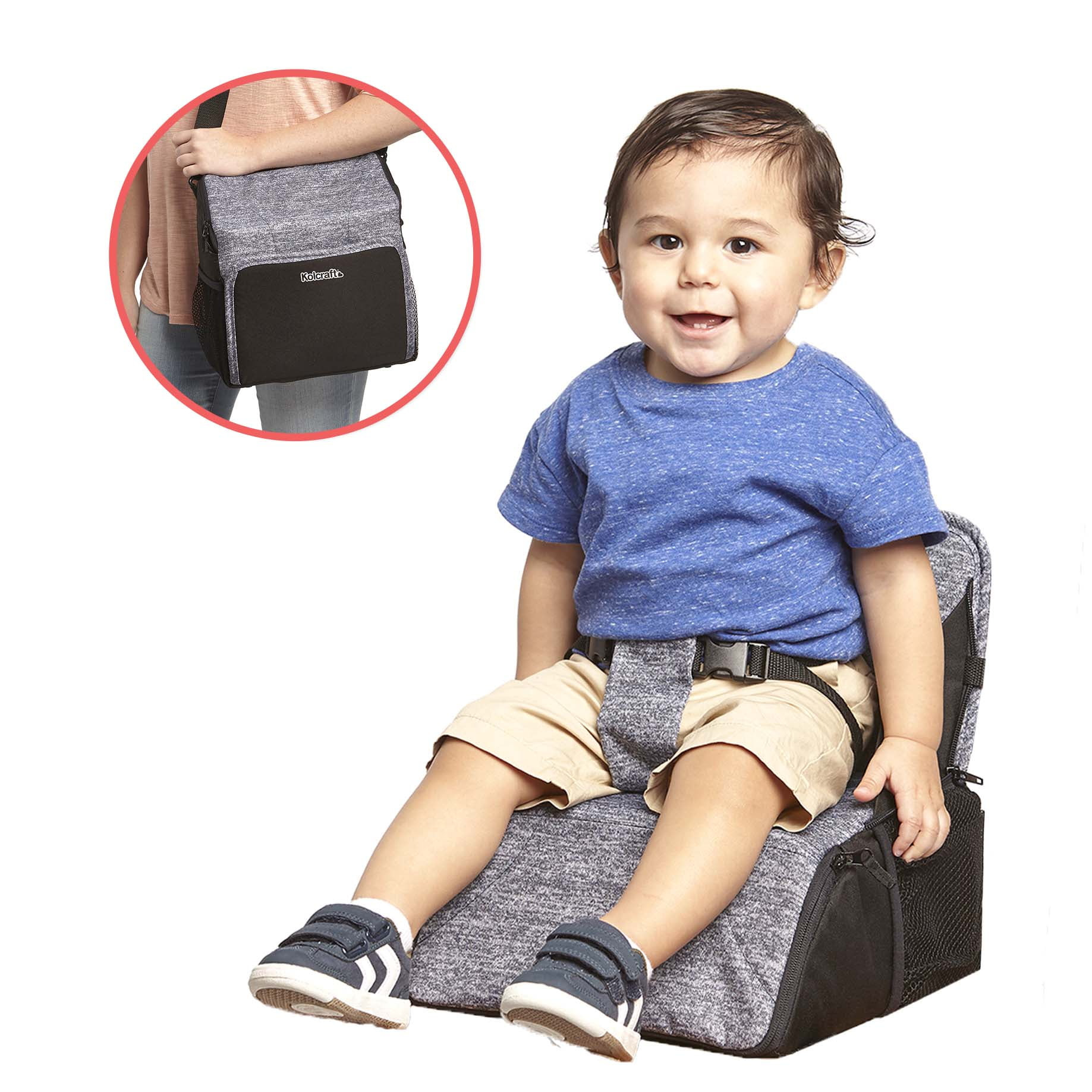 Kolcraft Travel Duo 2-in-1 Toddler Booster Seat and Diaper Bag, Unisex