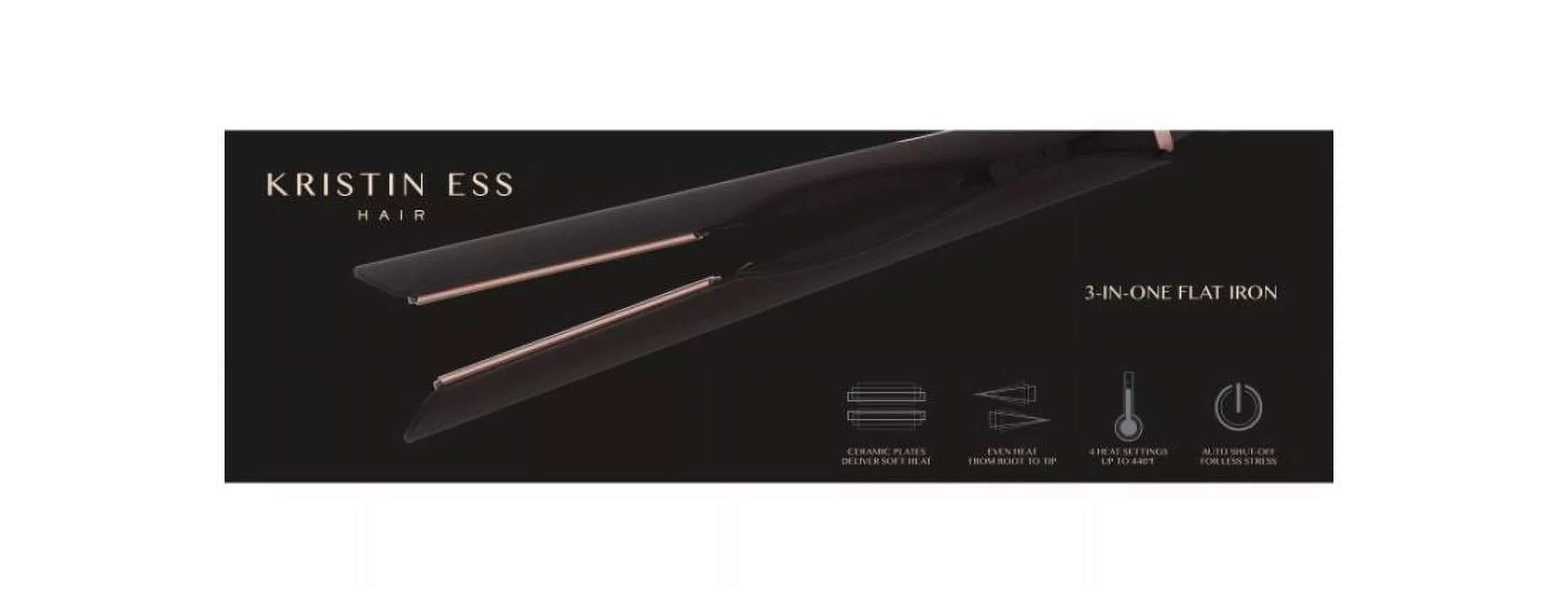 Kristin Ess Hair 3-In-One Ceramic Flat Iron Hair Straightener for Straightening, Waving + Curling, Dual Voltage, Auto Shut-Off