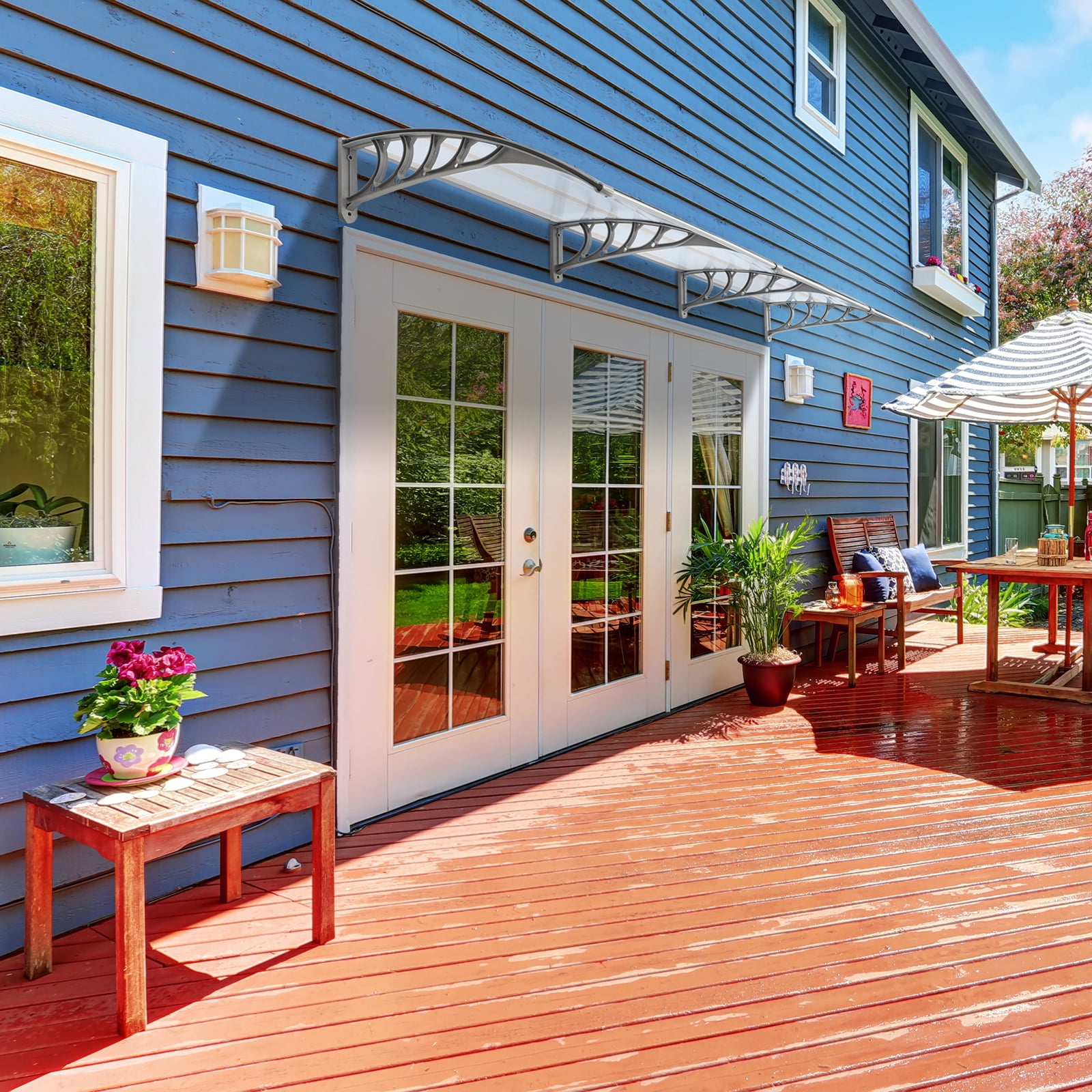 Ktaxon 39.37" x 118.11" Patio Window Awning Door Canopy Patio Cover Gray