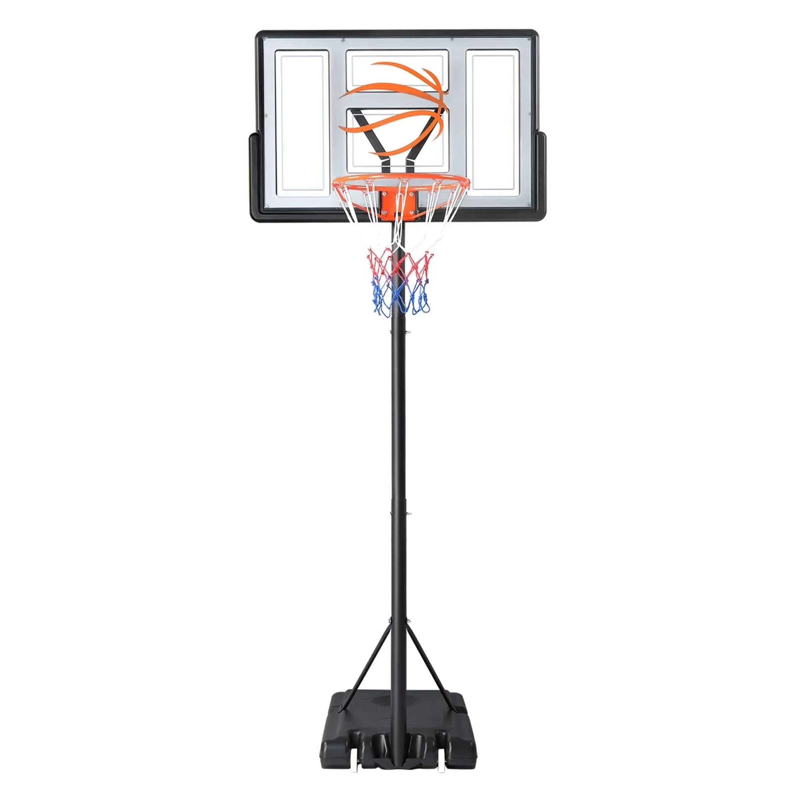 Ktaxon 44inch Portable Basketball Hoop Outdoor, Basketball Goal System 4.4-10ft Height Adjustable, Shatterproof Backboard,Gray Orange