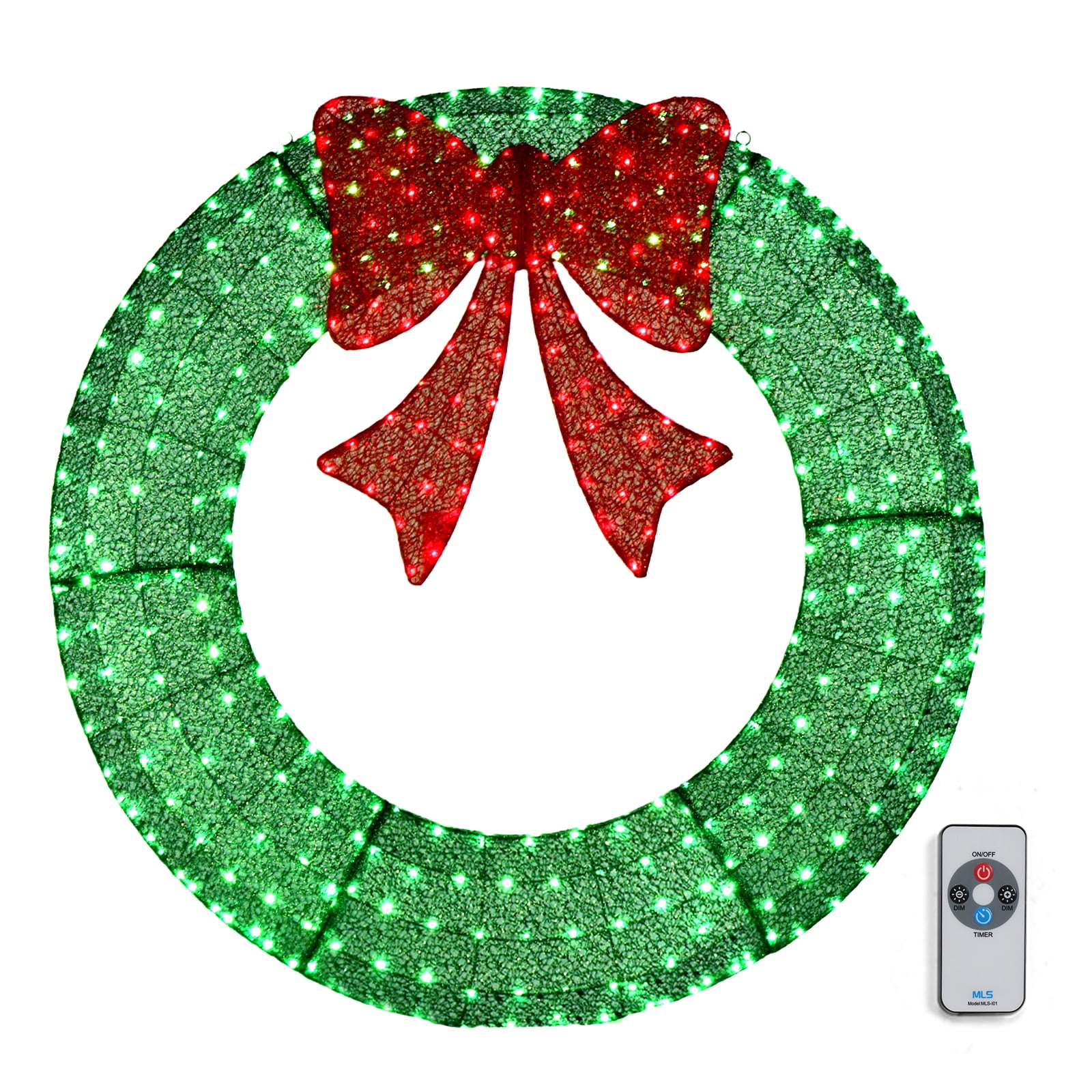 Ktaxon 48in Christmas Wreath Christmas Decoration Lighted Holiday Decor 315 Lights LED - Green