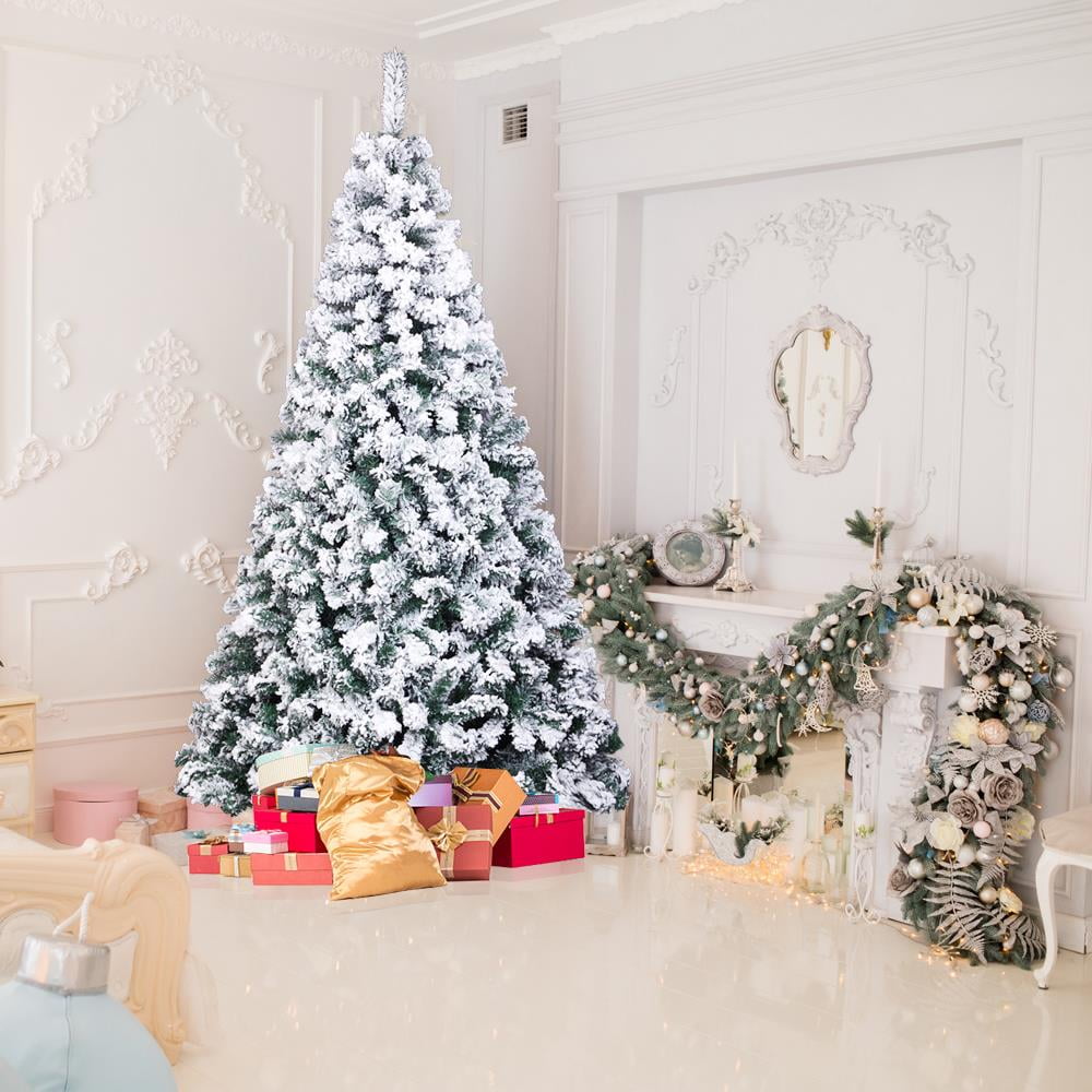 Ktaxon 7 Ft Prince Flocked Artificial Christmas Tree Unlit, Xmas Tree Home Decoration, Automatic Open