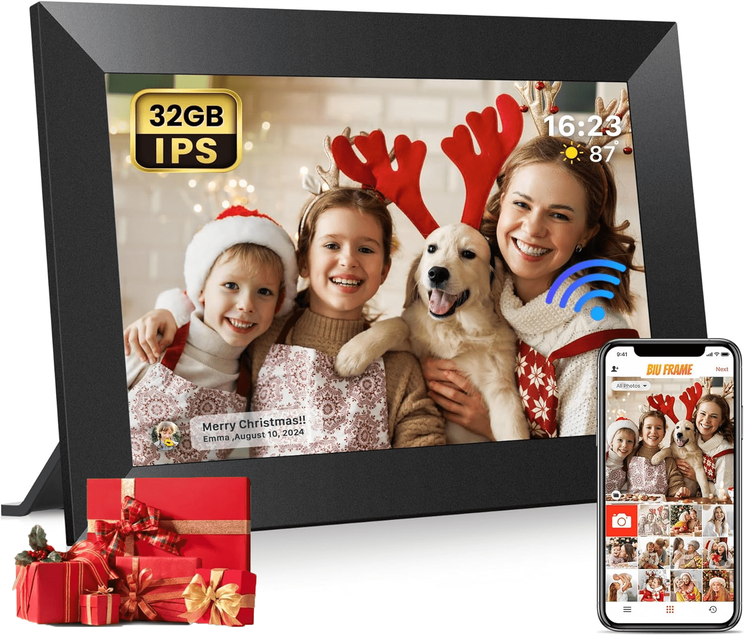 Lvelia Wifi Digital Photo Picture Frame with 32GB Storage, 10.1 inch IPS HD Touch Screen, Auto-Rotate Slideshow,Perfect Gift for Family & Friends