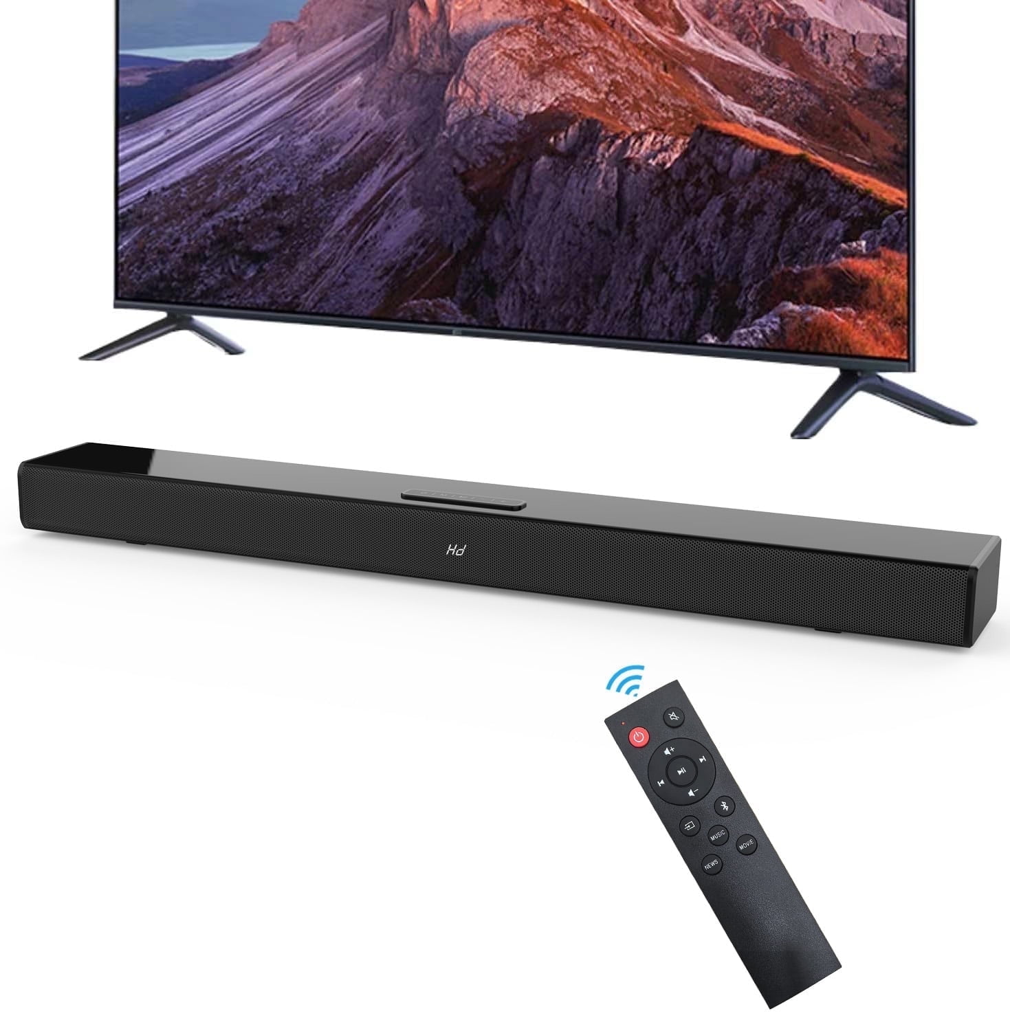 Lvelia Sound Bars for TV,Soundbar with Subwoofer, Wired & Wireless Bluetooth 5.0 3D Surround Speakers,Optical/AUX/ARC/USB Connection, Wall Mountable
