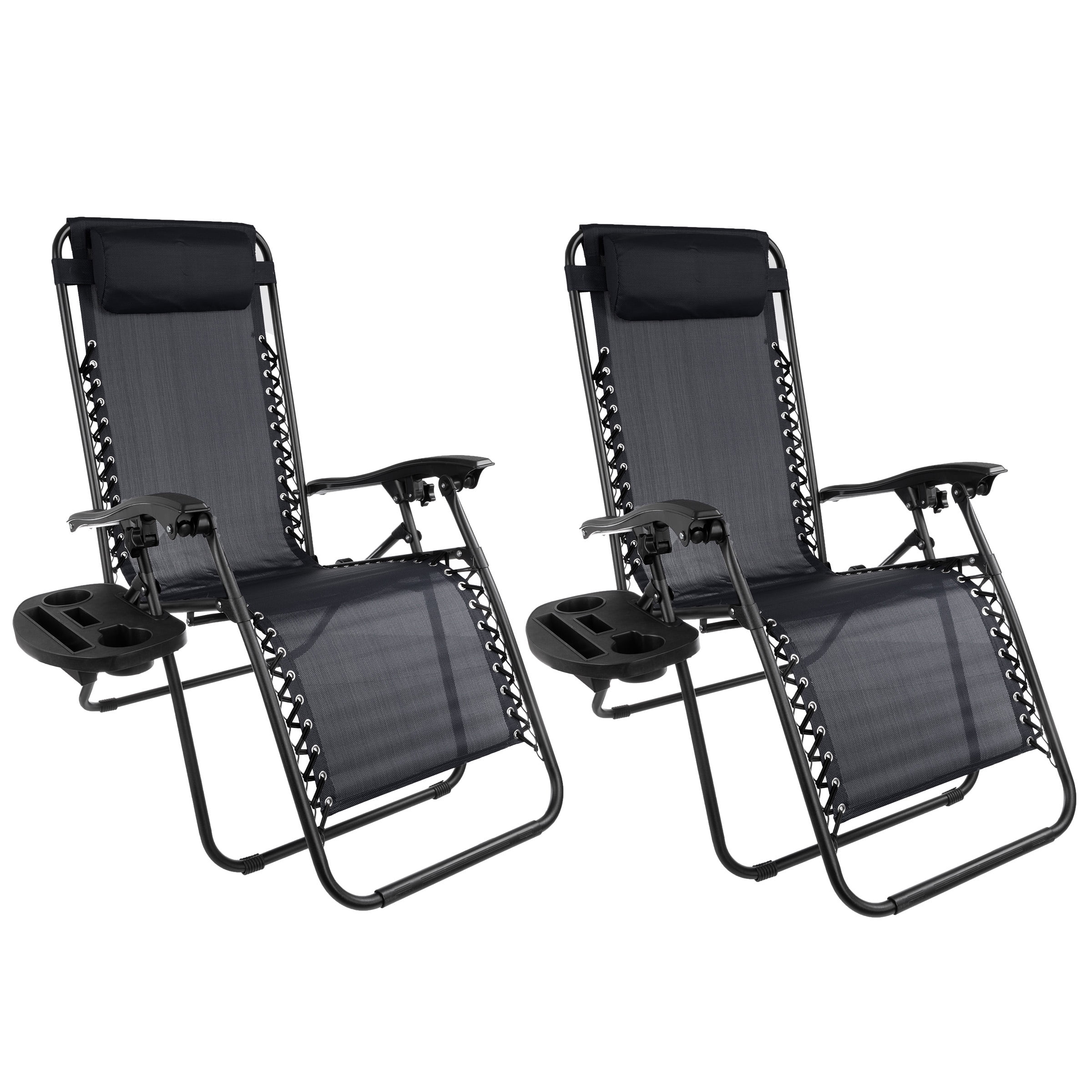 Somerset Home Zero Gravity Chairs with Side Table 2-Pack (Black)