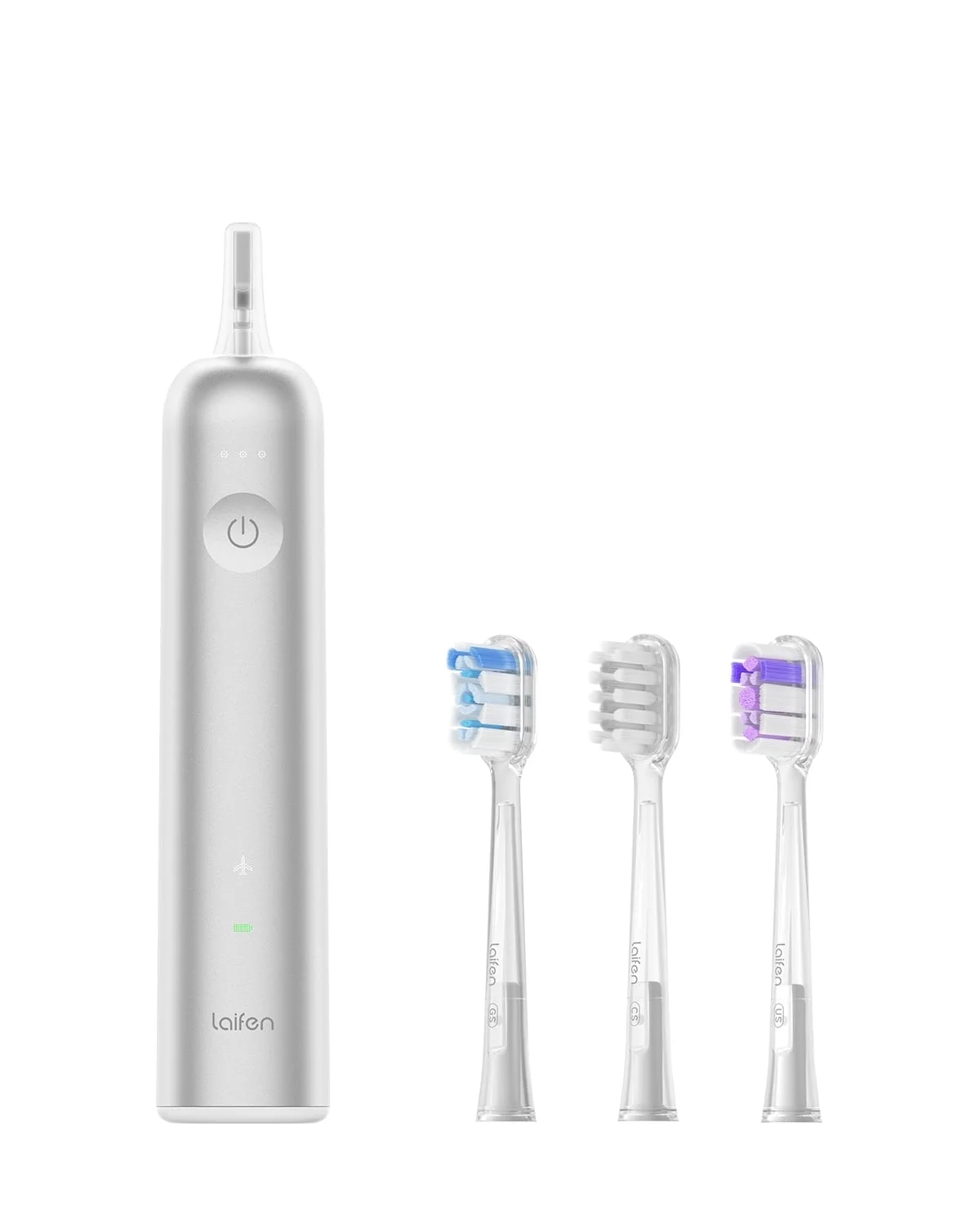 Laifen Wave Electric Toothbrush, Oscillation & Vibration Sonic Electric Toothbrush for Adults with 3 Brush Heads, IPX7 Magnetic Rechargeable Travel Powered Toothbrush (Silver Aluminum Alloy)