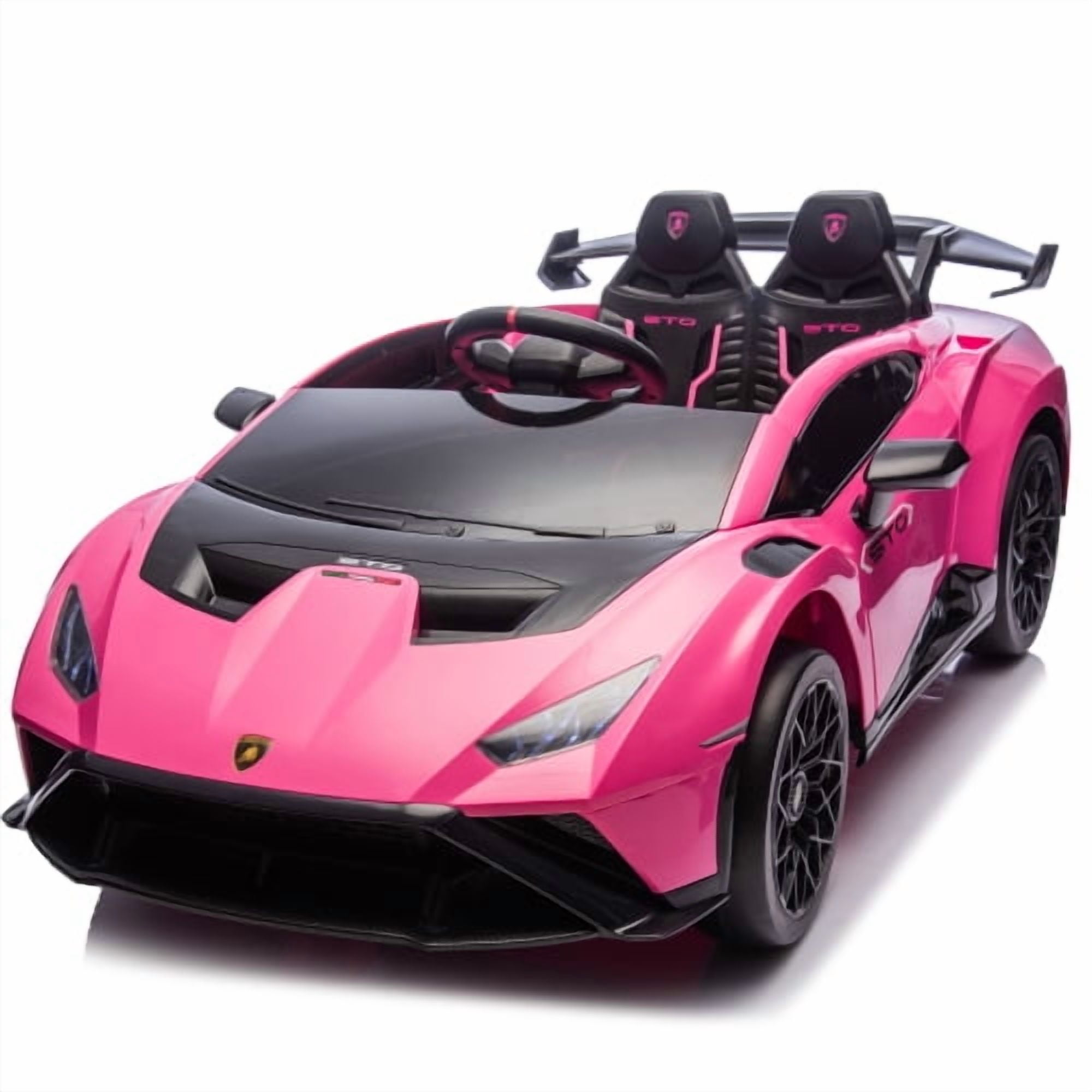 Lamborghini 24V Powered Ride On Car, Lamborghini Electric Cars Ride On Toy for Kids 3-6, 24V Ride Ons with Remote Control, 4 Wheelers Electric Car Toy for Kids, Bluetooth, 360° Spin, LED Lights, Pink