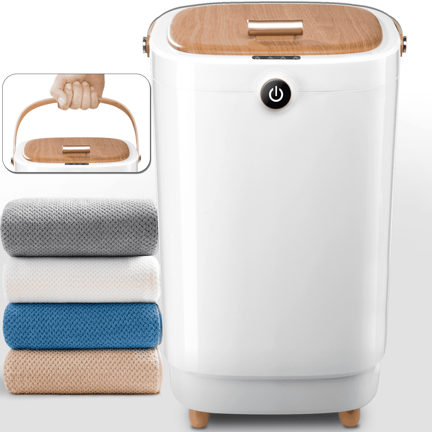 Towel Warmer for Bathroom, 22L Hot Towel Warmer Buckets Fits Up to Three 70"X80" Oversized Bathrobe, Spa Towel Warmers with 4 timers & Auto Shut Off - Bathrobe, Blanket, Toalla, Yellow