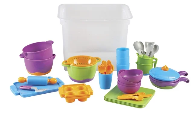 Learning Resources 44 Piece New Sprouts Classroom Kitchen Play Cooking Set, Multi-color