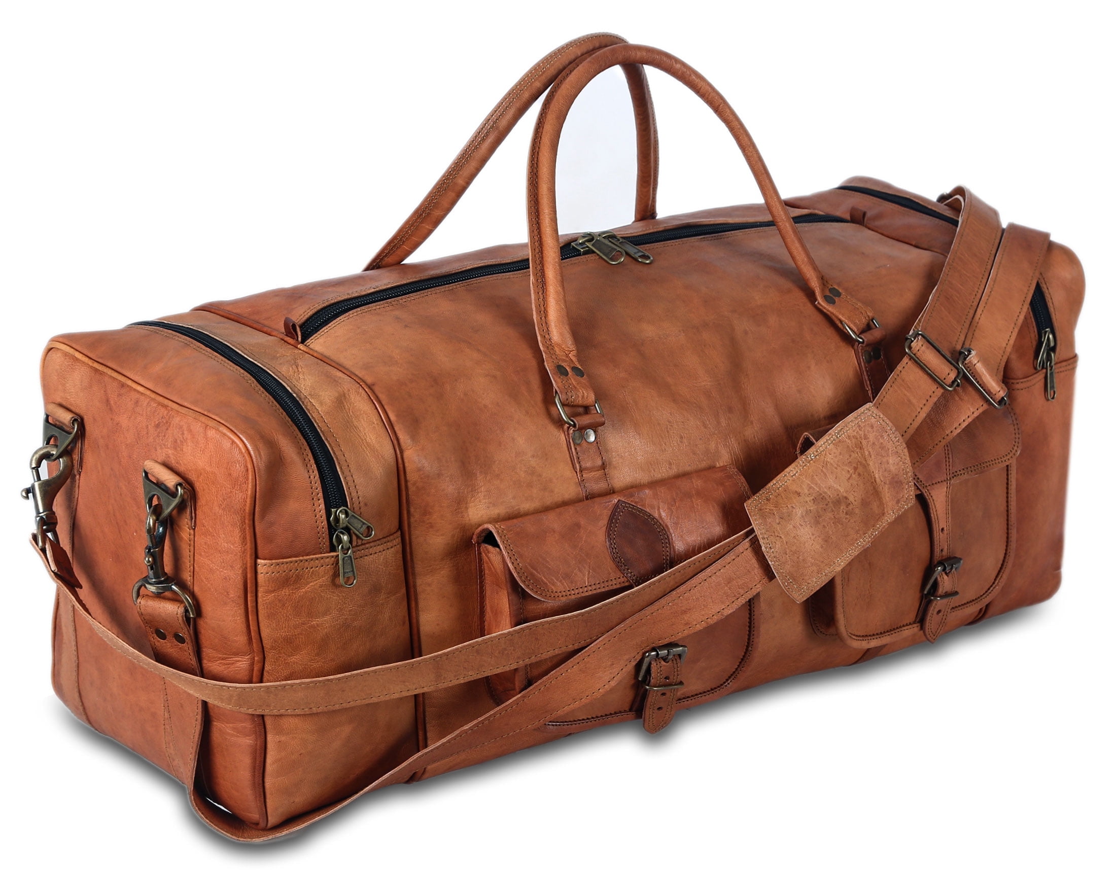 32-Inch Large Leather Duffel Bag for Men – Travel Holdall, Overnight Gym & Weekend Sports Bag