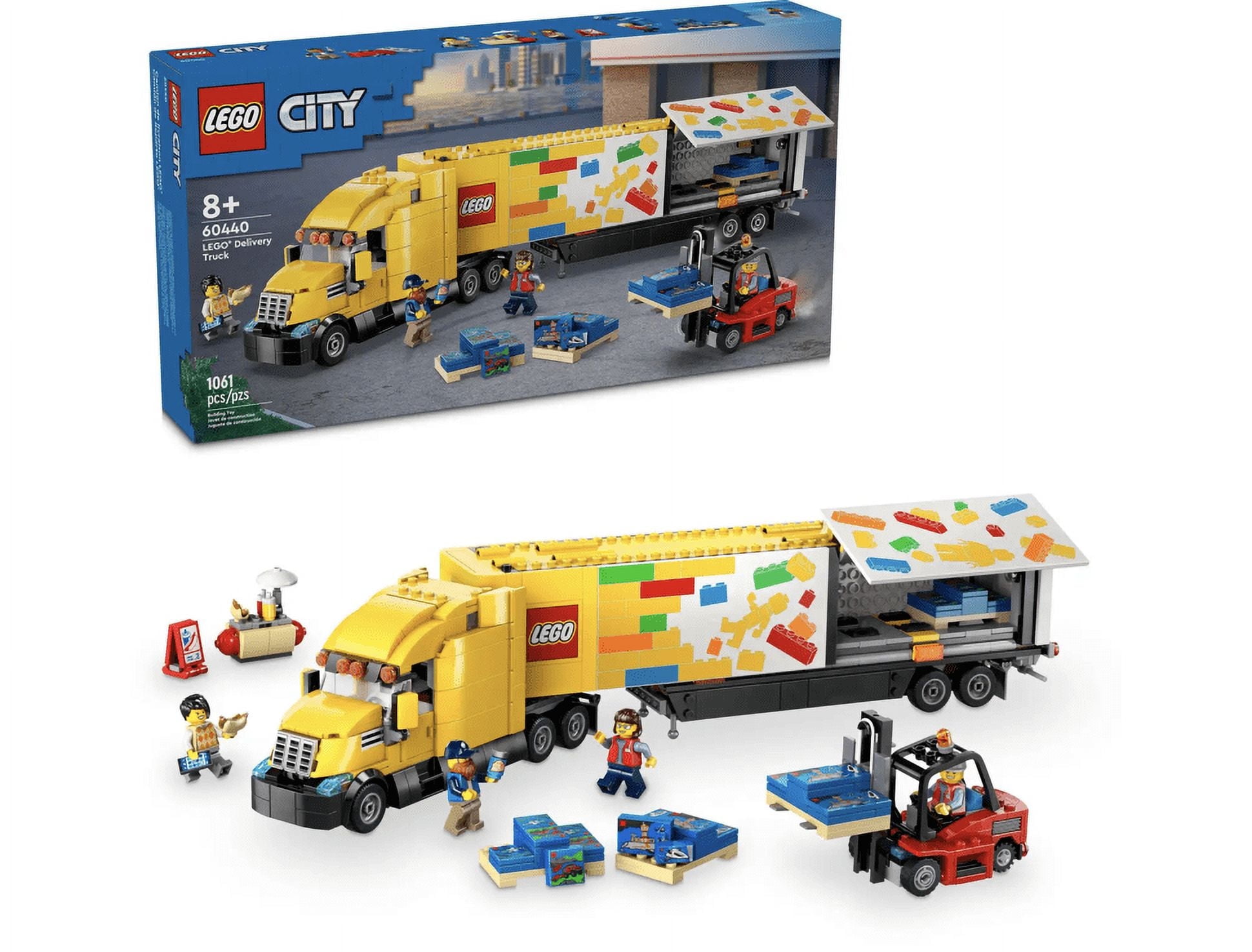 LEGO City Yellow Delivery Truck Toy, Comes with a Semitruck Model, Forklift and 4 Minifigures for Pretend Play, Fun Birthday Gift Idea for Kids' 8 Years Old and Up, 60440