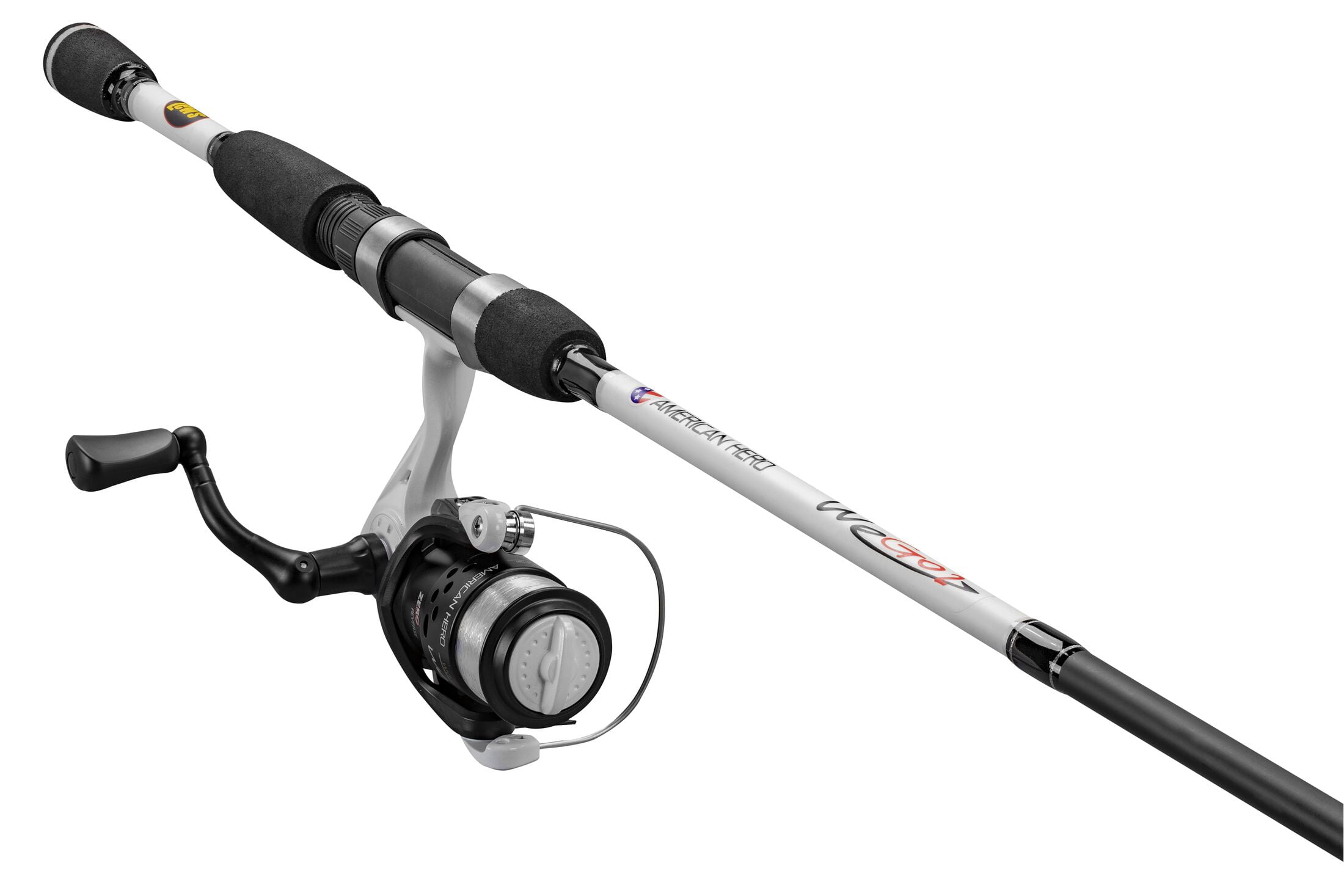 Lew's American Hero We Go 2 Spinning Reel and Fishing Rod Combo, 5-Foot 6-Inch Rod, Size 100 Reel, White