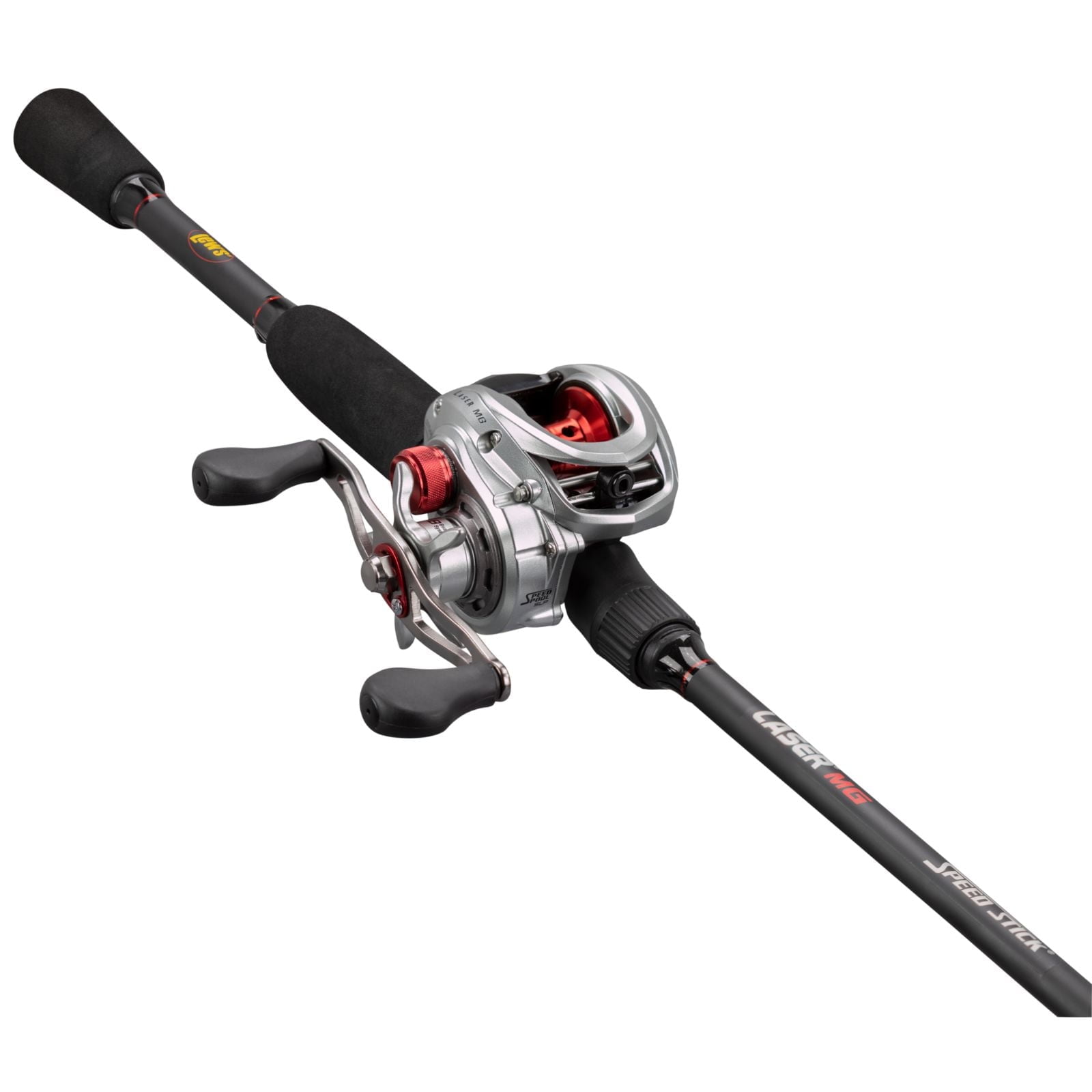 Lew's Laser MG Speed Spool Baitcast Reel and Fishing Rod Combo, 6-Foot 10-Inch Rod, Right-Hand Retrieve, Silver/Black
