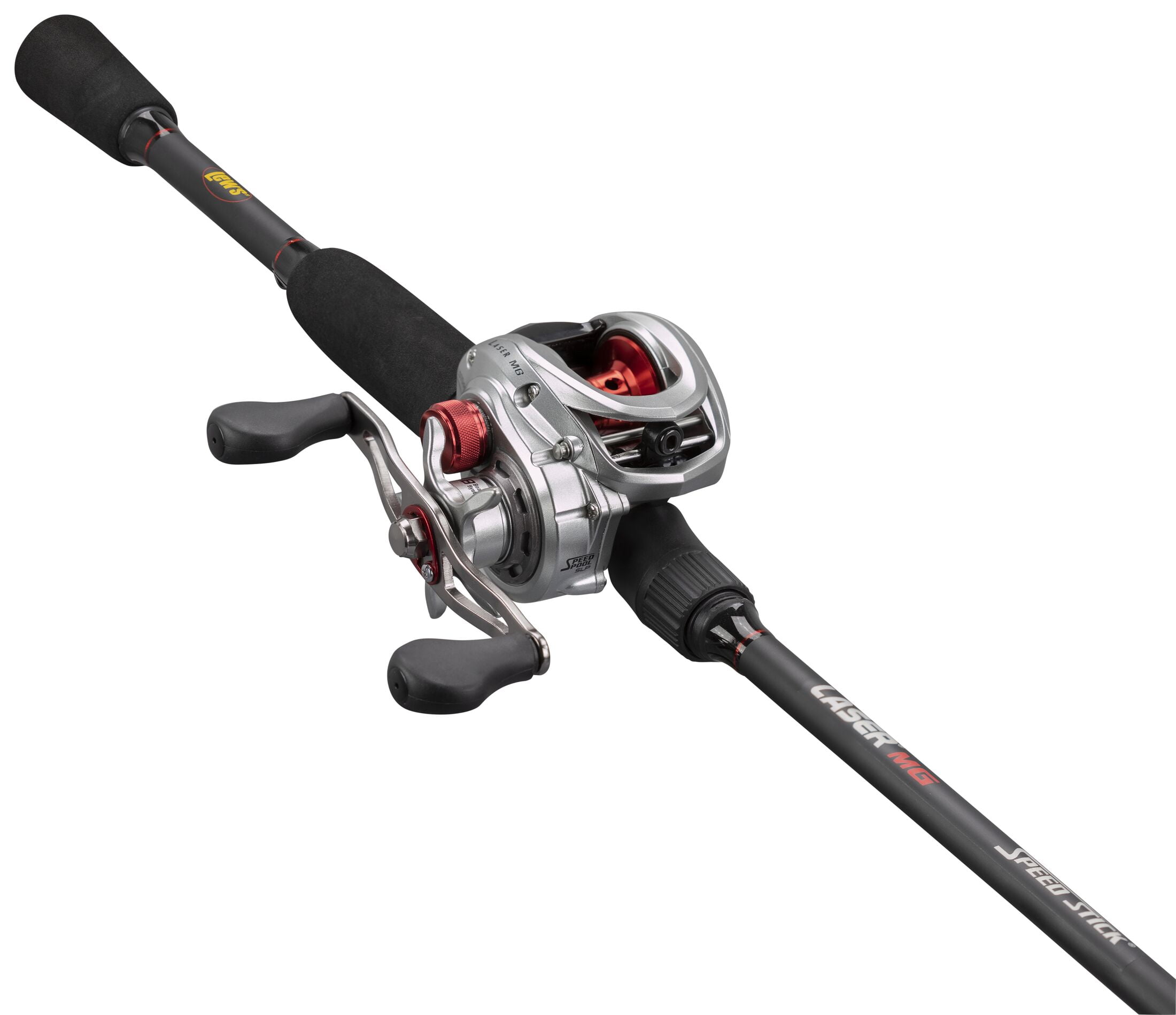 Lew's Laser MG Speed Spool Baitcast Reel and Fishing Rod Combo, 7-Foot Rod, Right-Hand Retrieve, Silver/Black