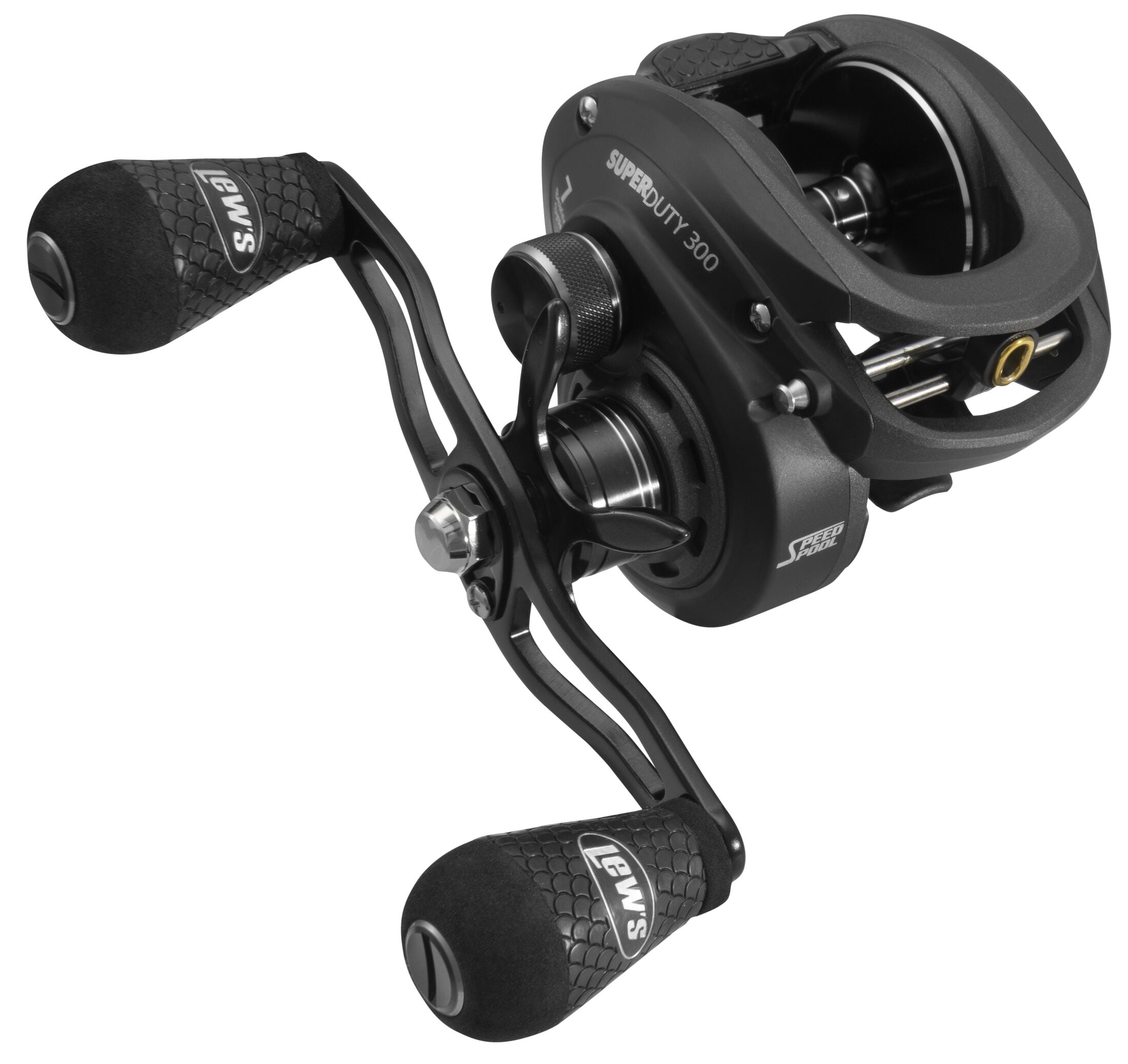Lews SuperDuty 300 SS Baitcast Fishing Reel, Size 300 Reel, 6.5:1 Gear Ratio, Right-Hand Retrieve, Black