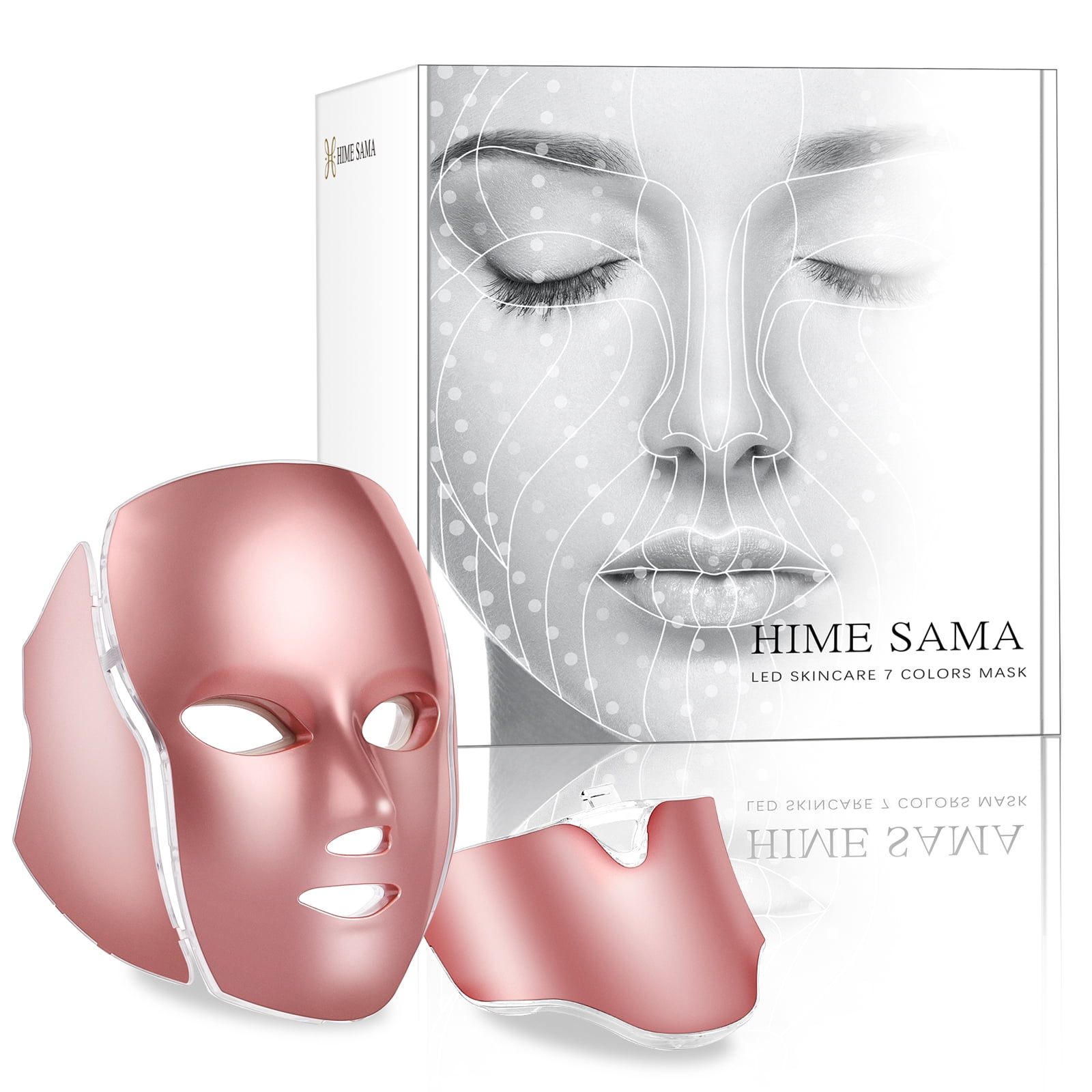 LED Skin Mask-CE Cleared Pro 7 LED Skin Care Mask for Face and Neck Skin Rejuvenation Light Therapy Facial Care Mask and Optical Cosmetic Mask Portable for Home and Travel Use