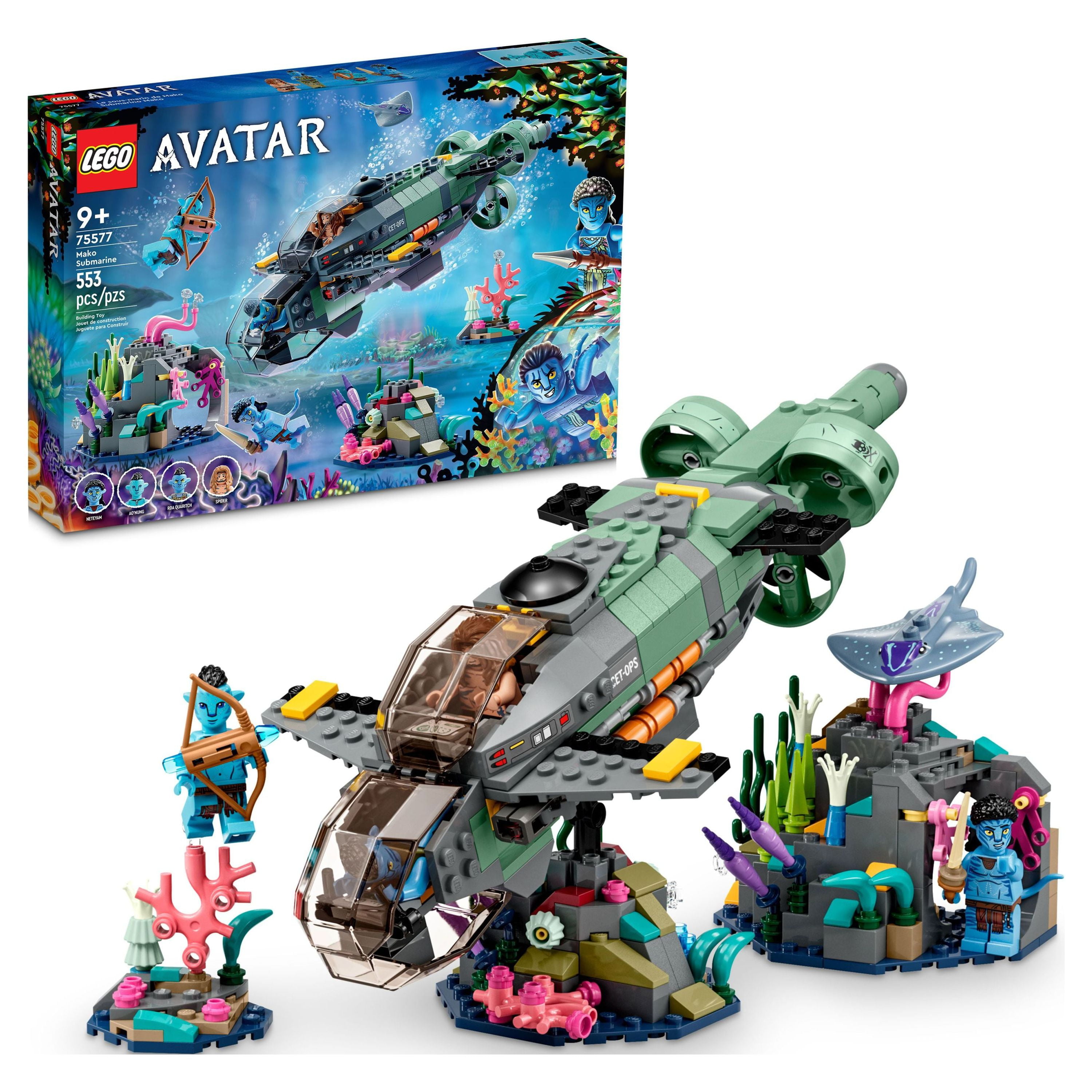 LEGO Avatar: The Way of Water Mako Submarine 75577 Buildable Toy Model, Underwater Ocean Set with Alien Fish and Stingray Figures, Movie Gift for Kids and Movie Fans