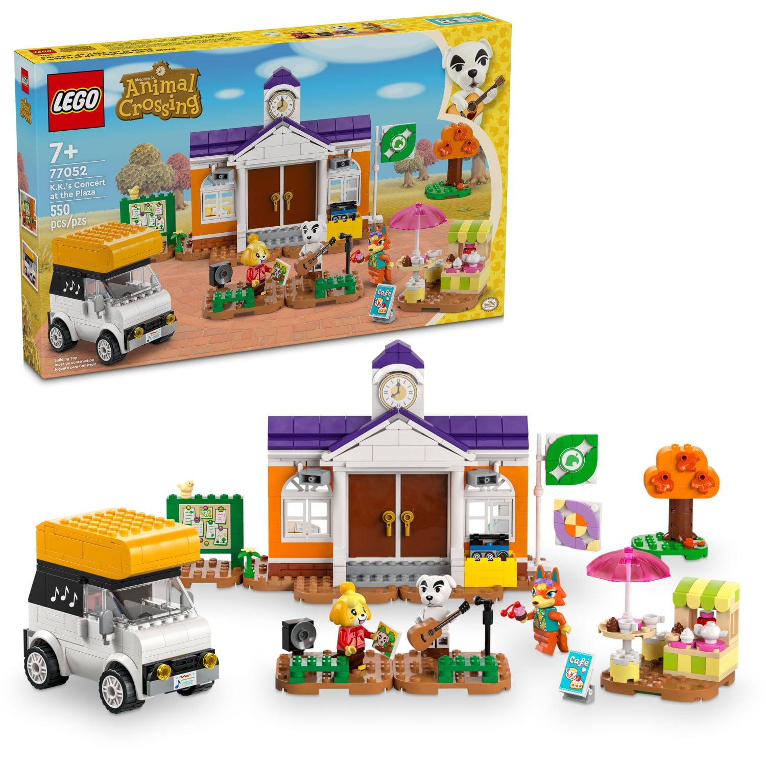 LEGO Animal Crossing K.K.’s Concert in the Plaza Building Set with a Café, Car Toy and Stage, 77052