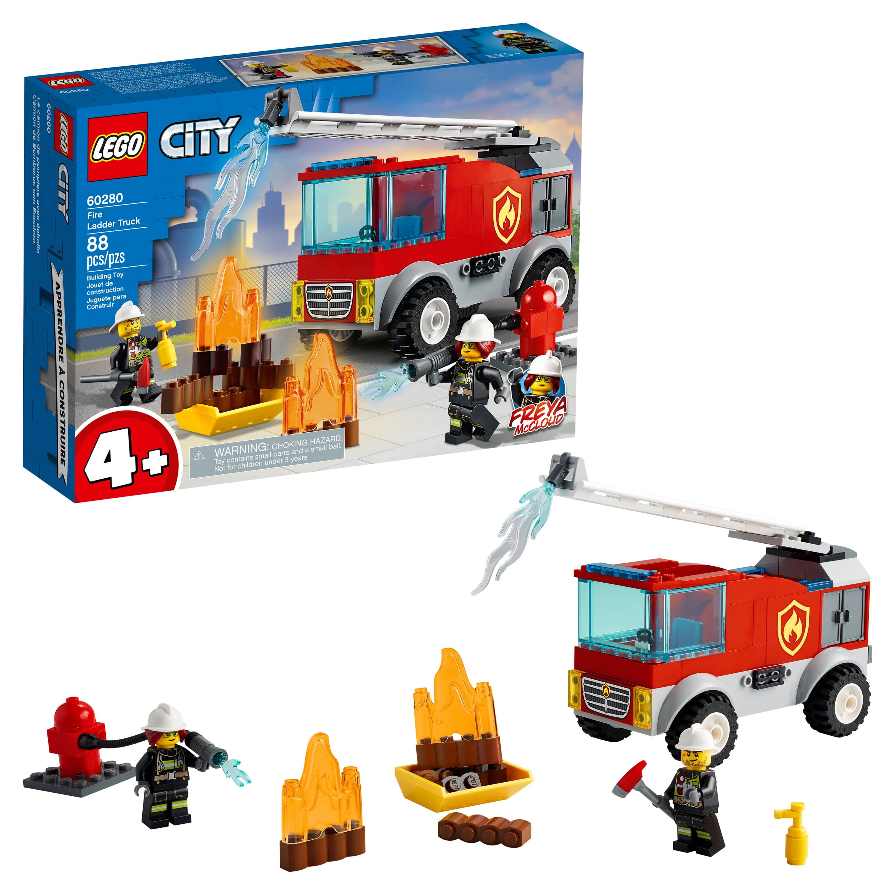 LEGO City Fire Ladder Truck 60280Fun Firefighter Building Toy Set for Kids (88 Pieces)