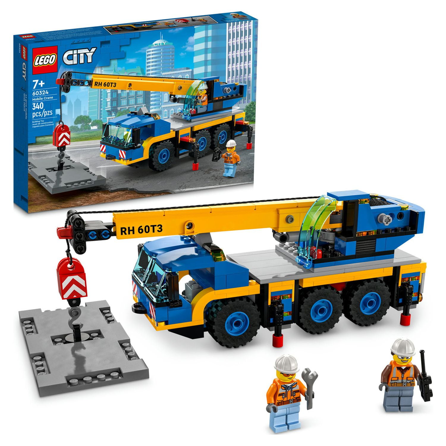 LEGO City Great Vehicles Mobile Crane Truck Toy Building Set 60324 - Construction Vehicle Model, Featuring 2 Minifigures with Tool Toys Kit and Road Plate, Playset for Boys and Girls Ages 7+