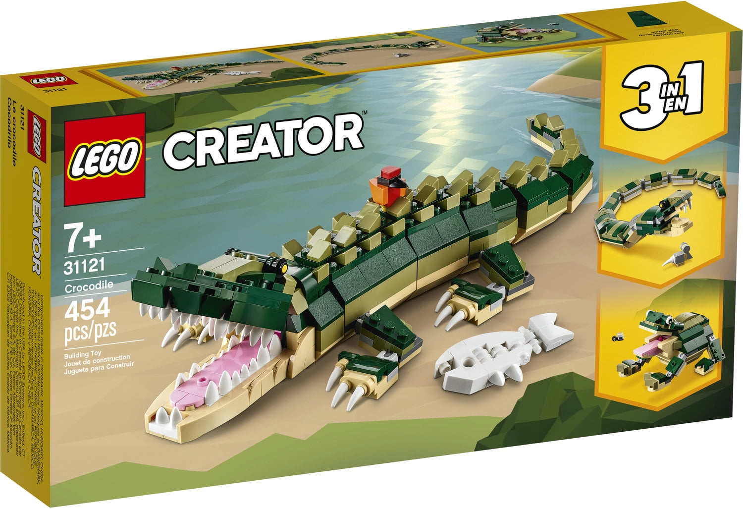 LEGO Creator 3in1 Crocodile 31121 Building Toy Featuring Wild Animal Toys for Kids (454 Pieces)