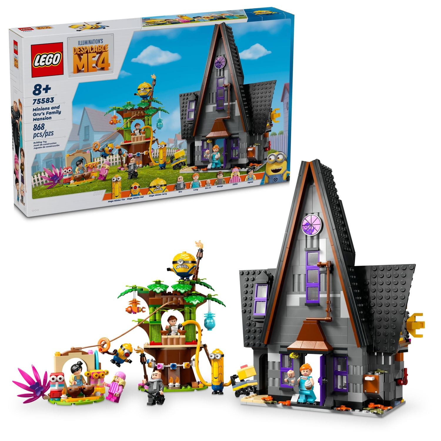 LEGO Despicable Me 4 Minions and Gru's Family Mansion - Minions Toy House and Treehouse from Movie - Creative Gift for Boys and Girls Aged 8+, 75583