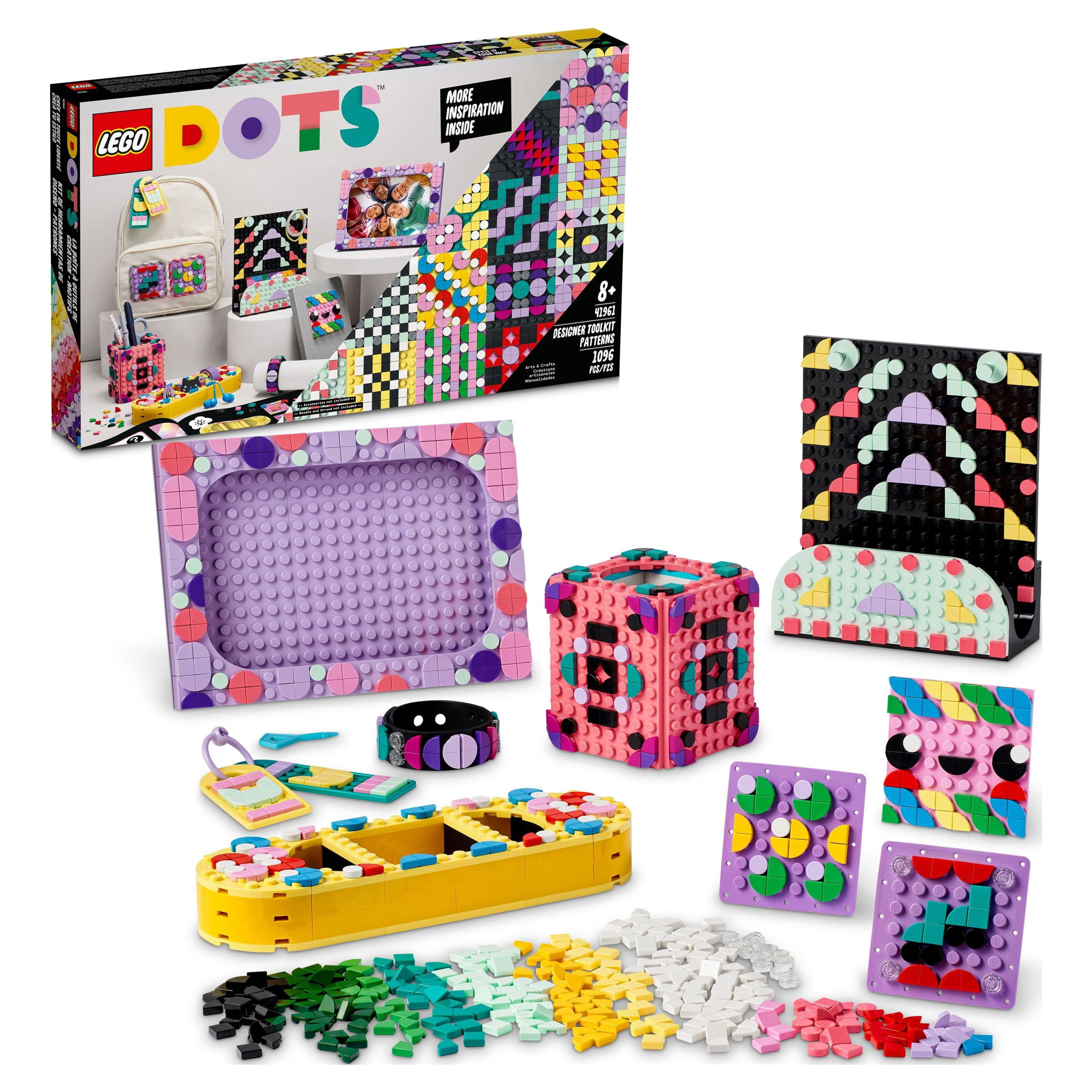 LEGO DOTS Designer Toolkit - Patterns 41961, 10 in 1 Toy Craft Set for Kids with Patches, Photo Frame, Pencil Holder, Storage Tray, Creative Activity