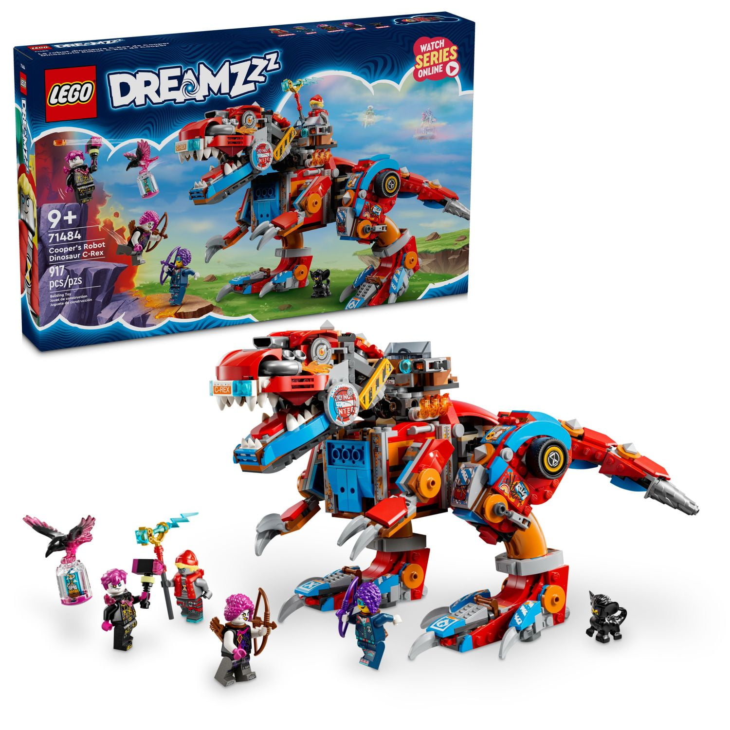 LEGO DREAMZzz Cooper’s Robot Dinosaur C-Rex Toy, Transforms from a Pterodactyl to a T-Rex, 71484