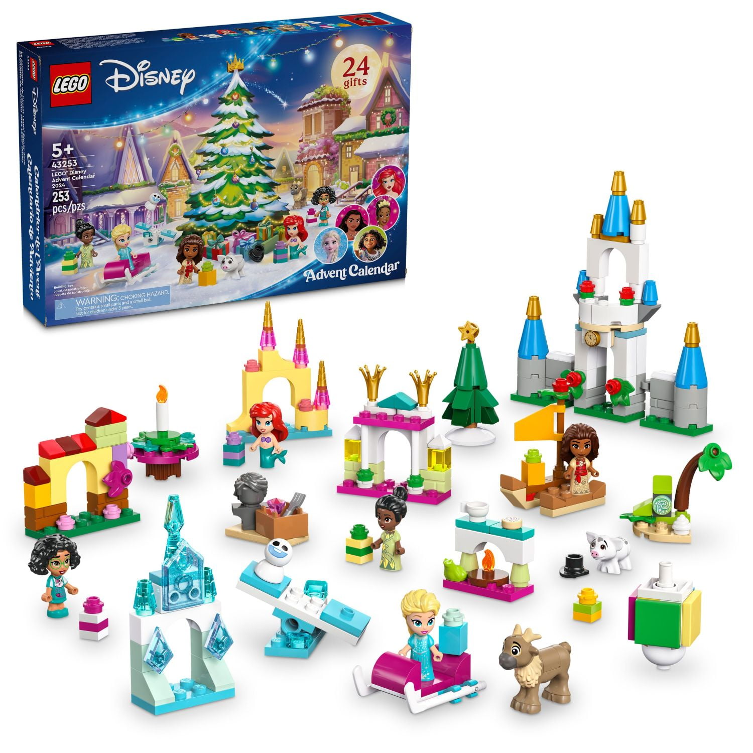 LEGO Disney Advent Calendar 2024, Christmas Toys for Kids, Building Kit with 8 Mini Dolls, 43253