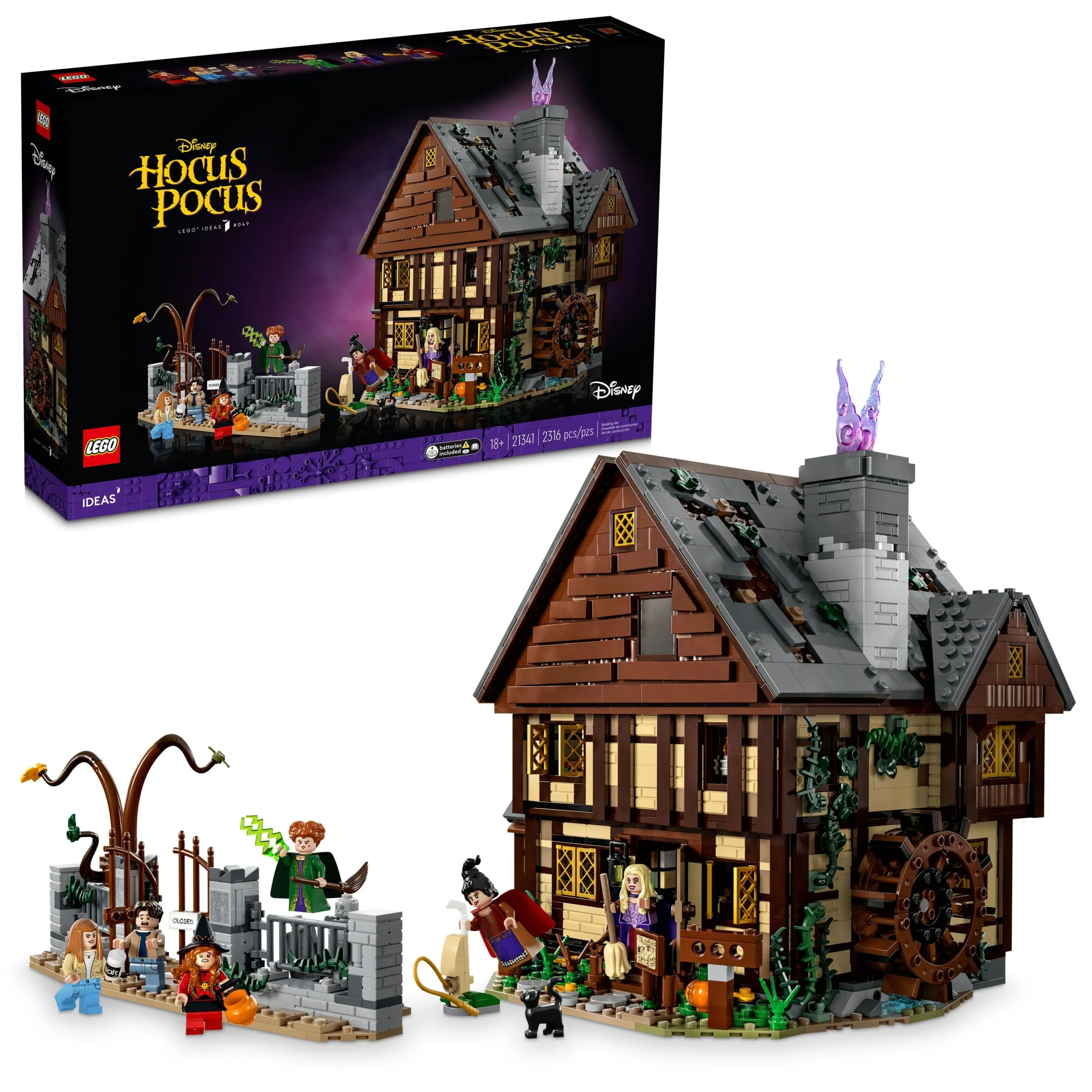 LEGO Ideas Disney Hocus Pocus The Sanderson Sister's Cottage - Building Set for Adults, Men & Women, Age 18+ - Unique Gift for Fans W/ Sister Minifigures - 21341