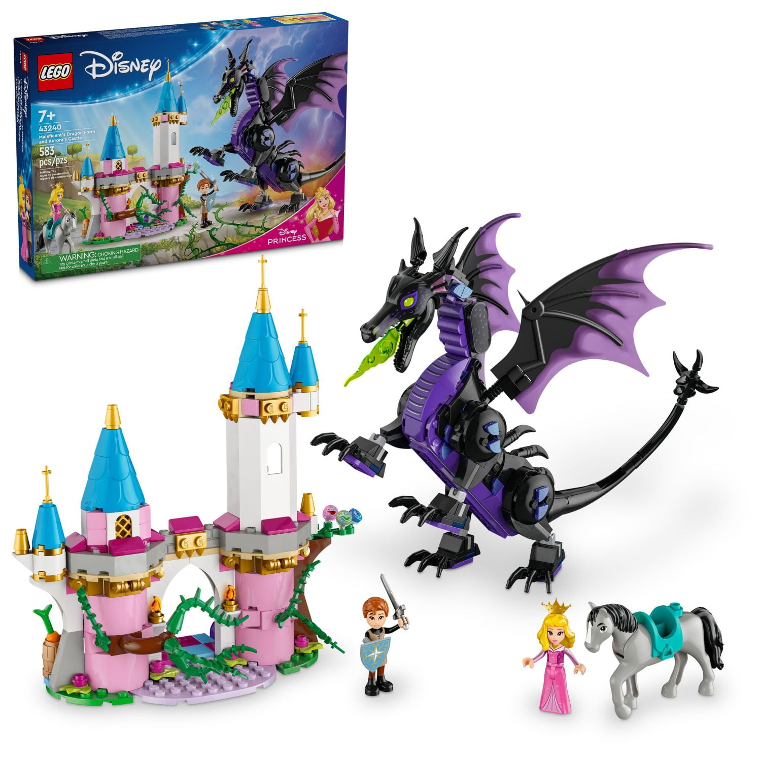 LEGO Maleficent’s Dragon Form and Aurora's Castle Building Set for Kids, 43240