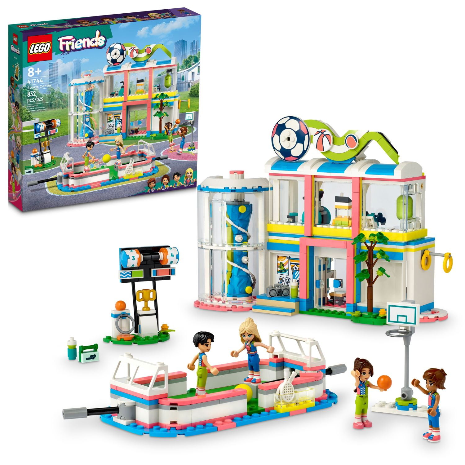LEGO Friends Sports Center 41744 Building Toy Set for Boys and Girls Ages 8 and up, Includes Football, Basketball and Tennis Games, A Fun Gift for Kids Who Love Sports and Pretend Play