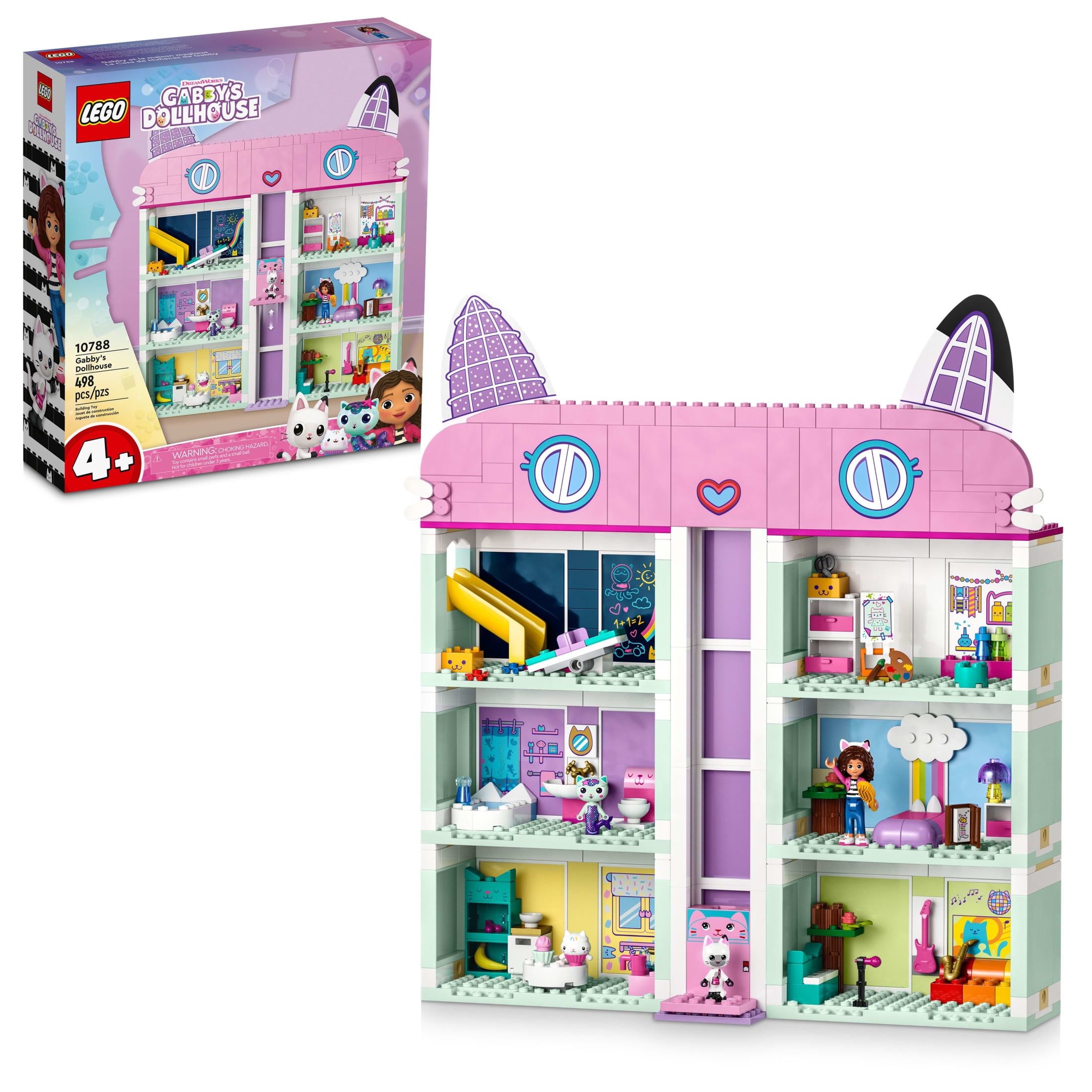 LEGO Gabby's Dollhouse Building Toy - Pretend Play Toy Figures & Playsets for Girls & Boys, Ages 4+ Years - Gift for Birthdays - 8 Room Dollhouse W/ 4 Minifigures - 10788