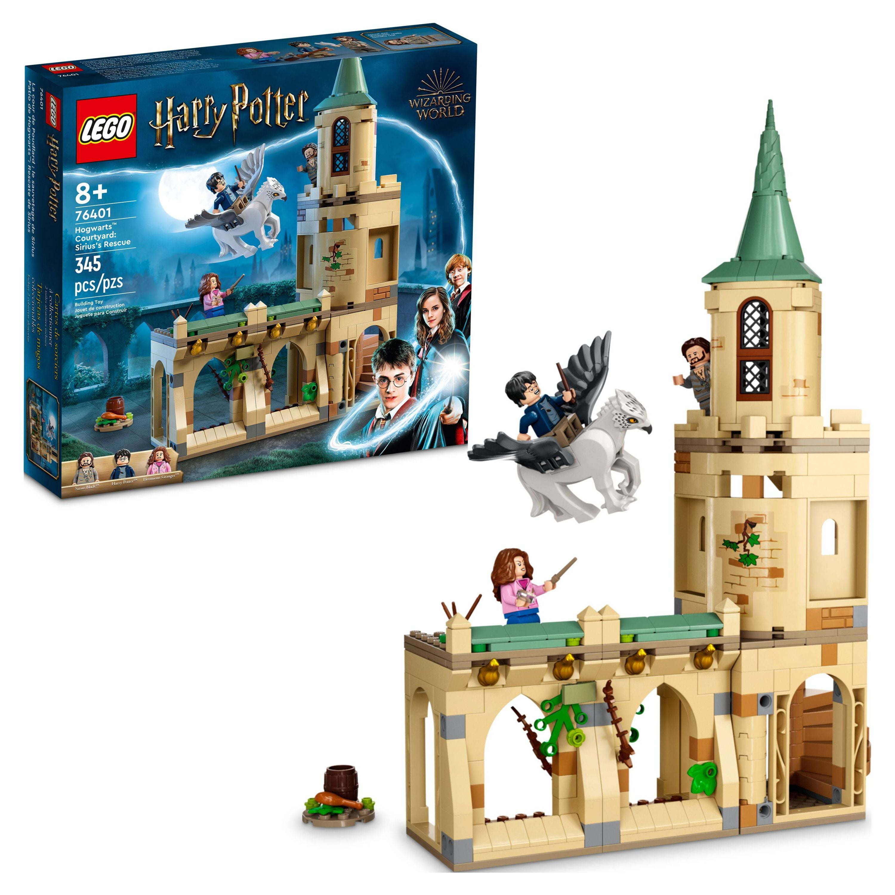 LEGO Harry Potter Hogwarts Courtyard: Sirius's Rescue 76401 Castle Tower Toy, Collectible Set with Buckbeak Hippogriff Figure and Prison Cell