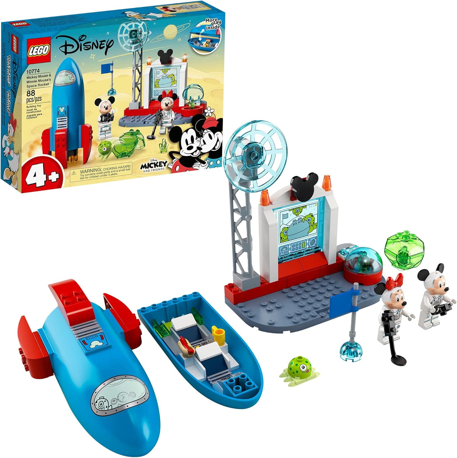 LEGO Disney Mickey and Friends Mickey Mouse & Minnie Mouse’s Space Rocket 10774 Building Kit; A Cool Set for Kids; New 2021 (88 Pieces)