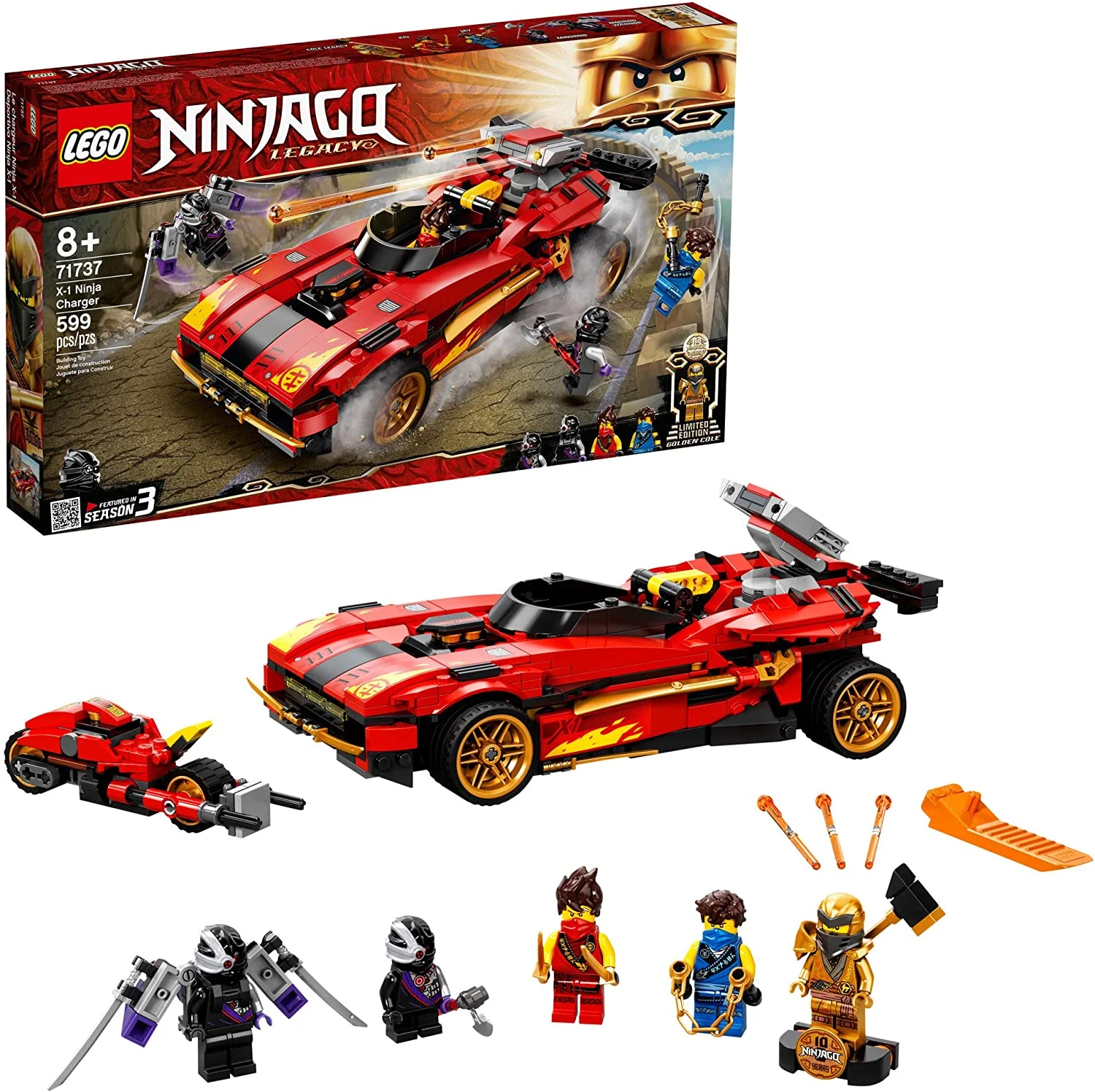 LEGO NINJAGO 71737 X-1 Ninja Charger, New 2021 (599 Pieces)