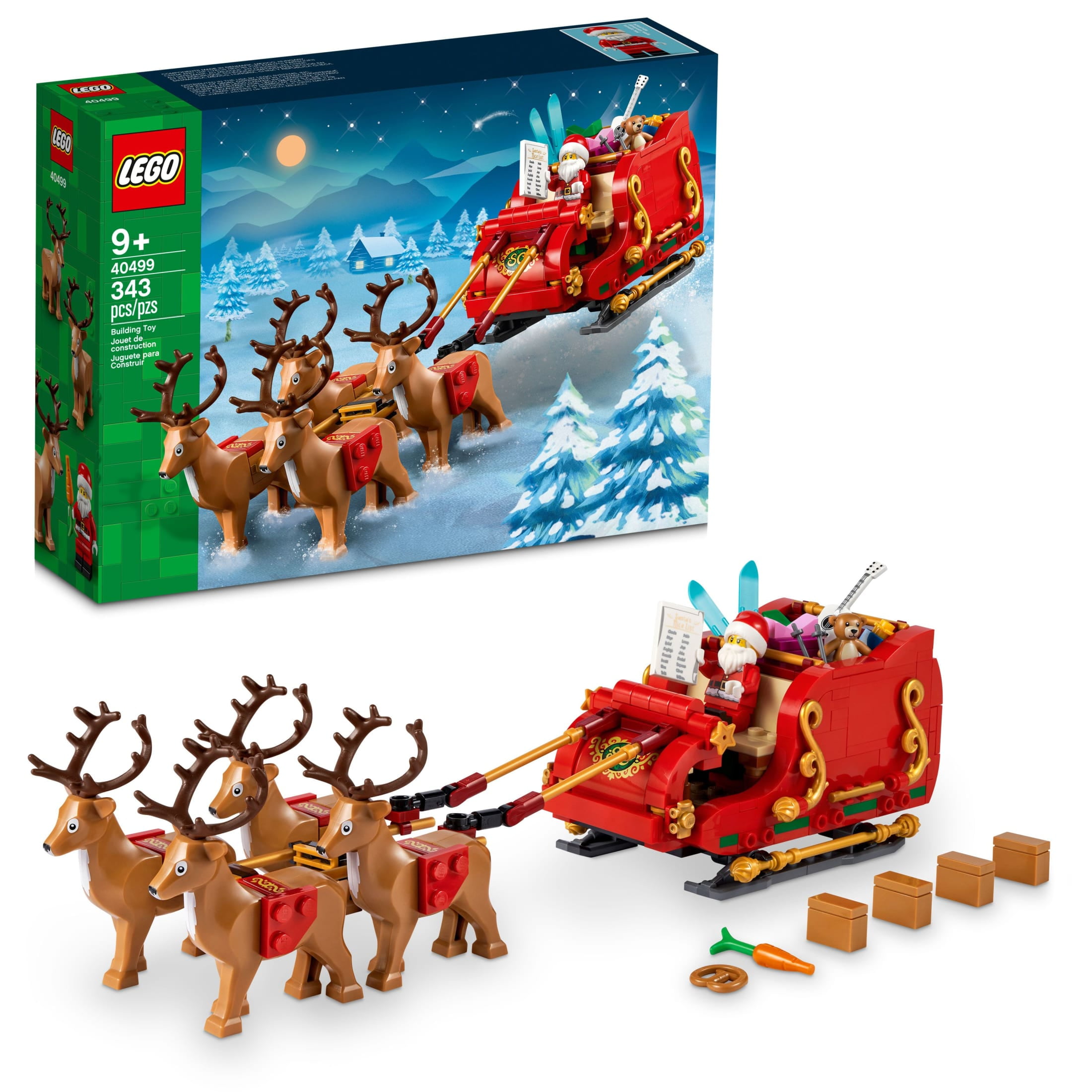 LEGO Santa's Sleigh - Building Toys for Kids, Boys & Girls, Ages 9+ - Indoor Christmas Decorations for Home W/ Santa Claus Figurine & Reindeer - Gifts for Boys & Girls - 40499