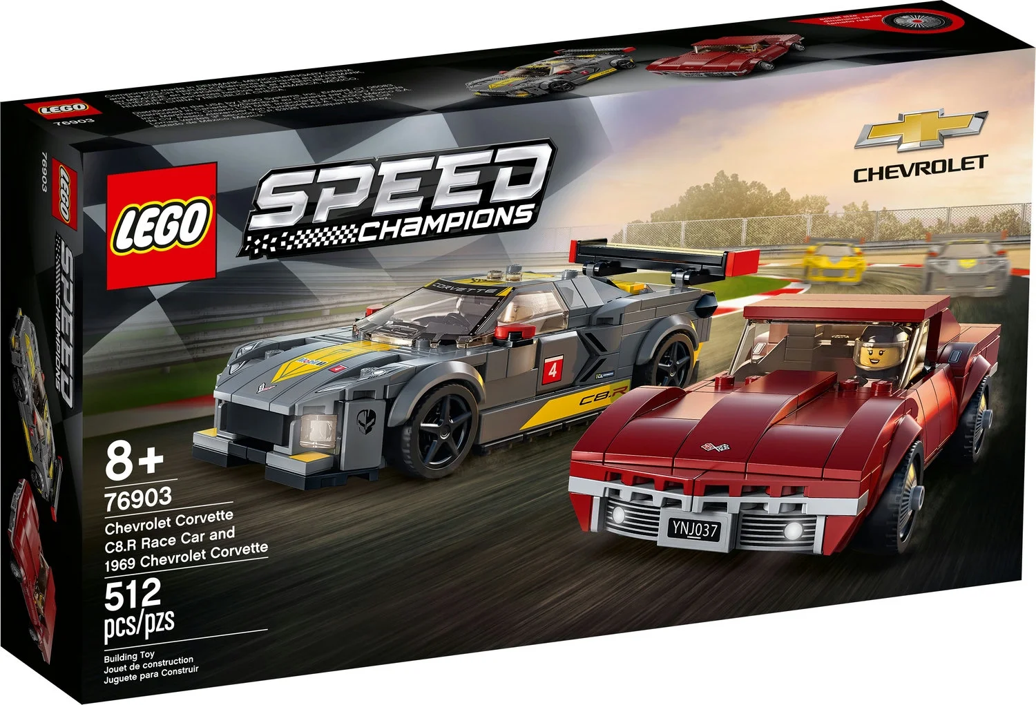 LEGO Speed Champions Chevrolet Corvette C8.R Race Car and 1969 Chevrolet Corvette 76903 Building Toy (512 Pieces)